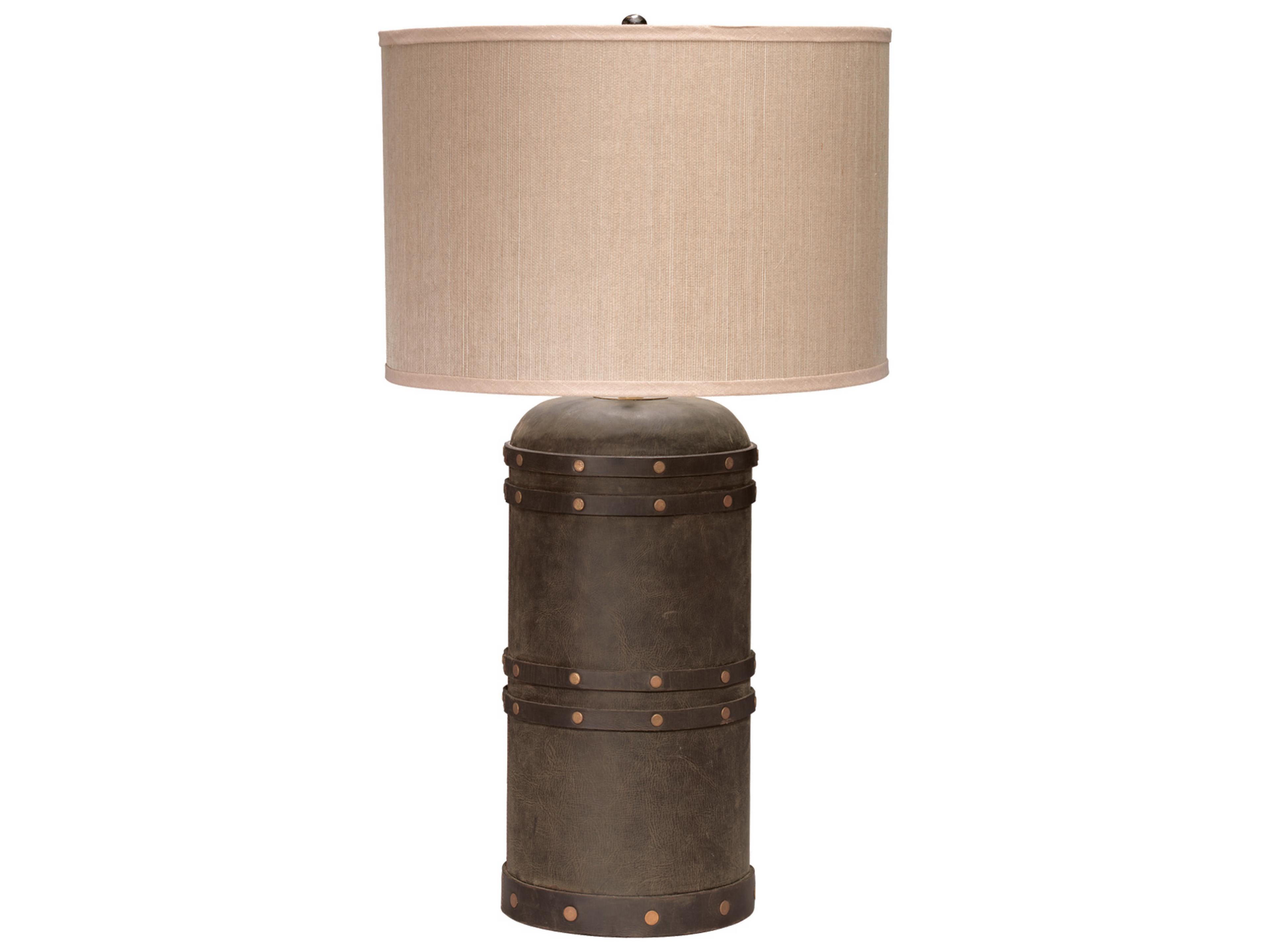 Barrel Vintage Leather Brown Buffet Lamp