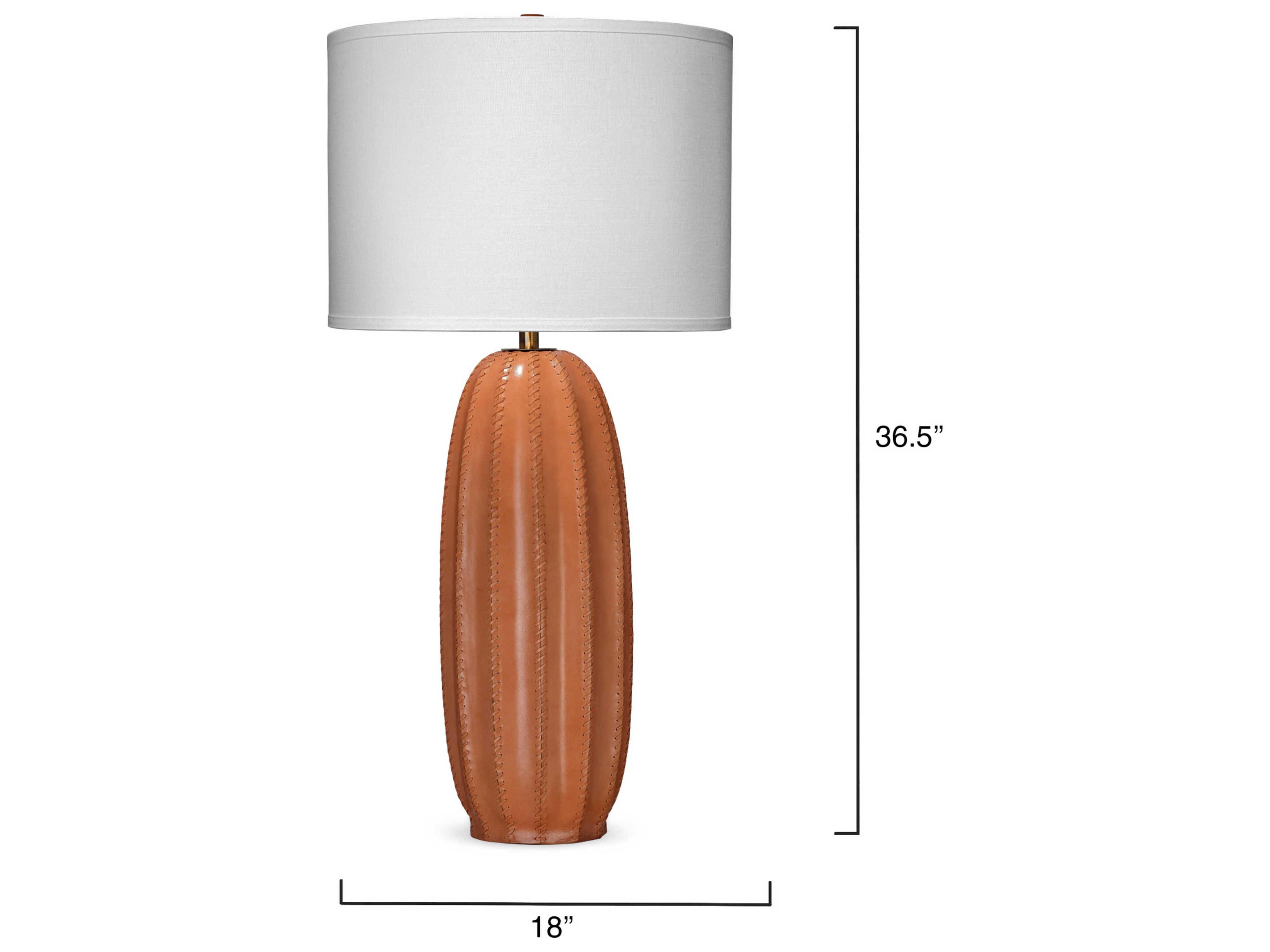 Jamie Young Beckham Tan White Linen Orange Buffet Lamp