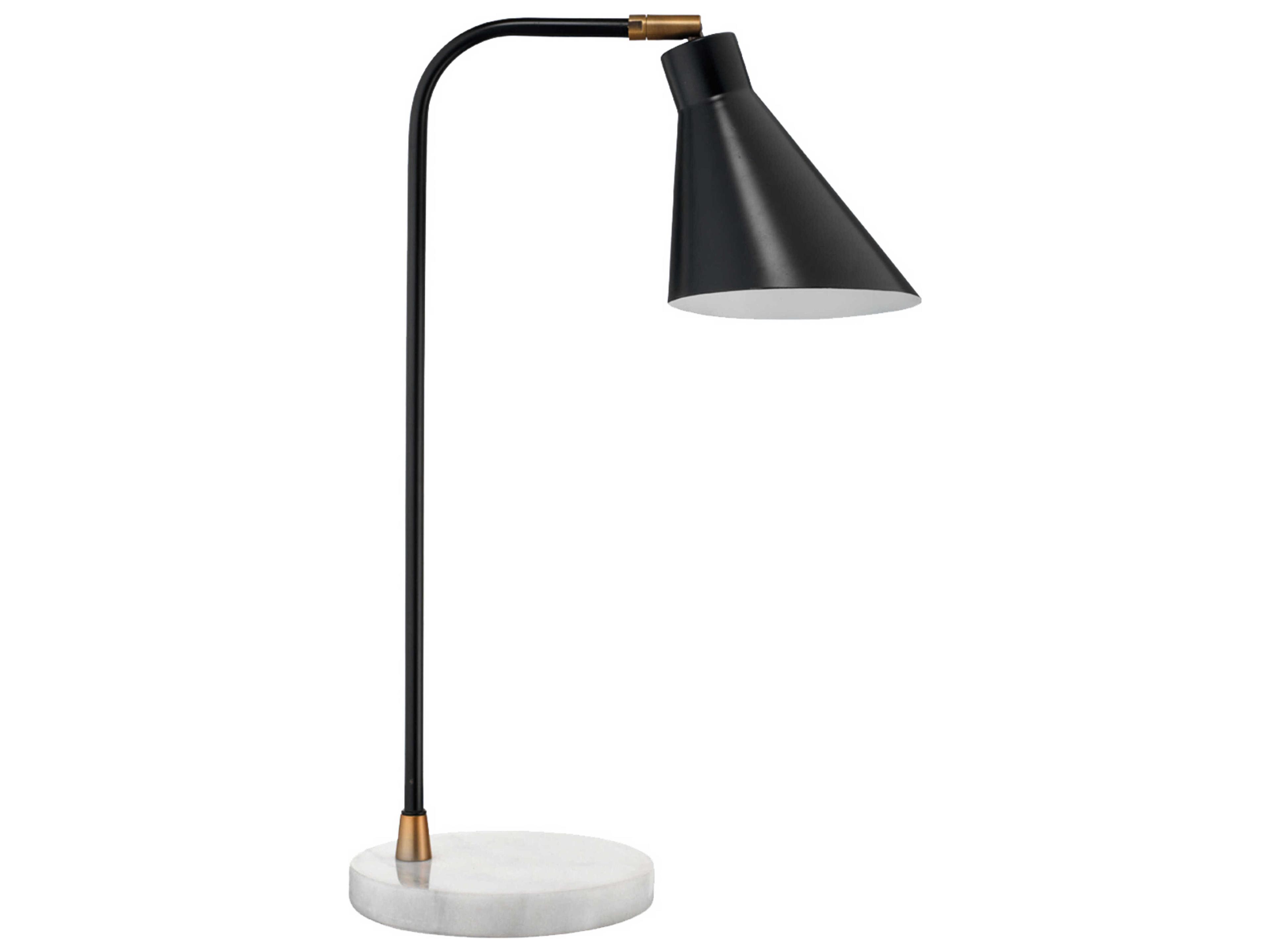 Chronicle Black Antique Brass White Marble Desk Lamp