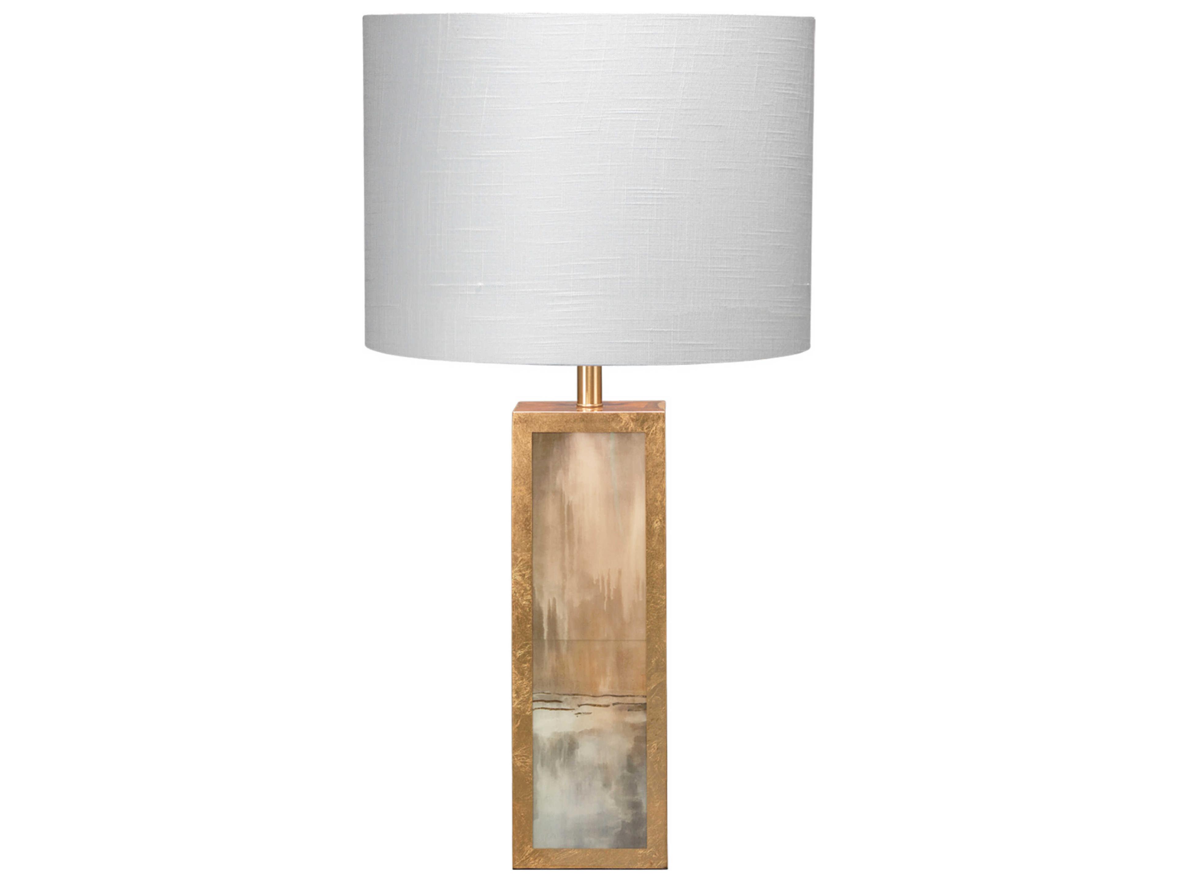 Jamie Young Cloudscape Gold Off White Linen Drum Brass Buffet Lamp