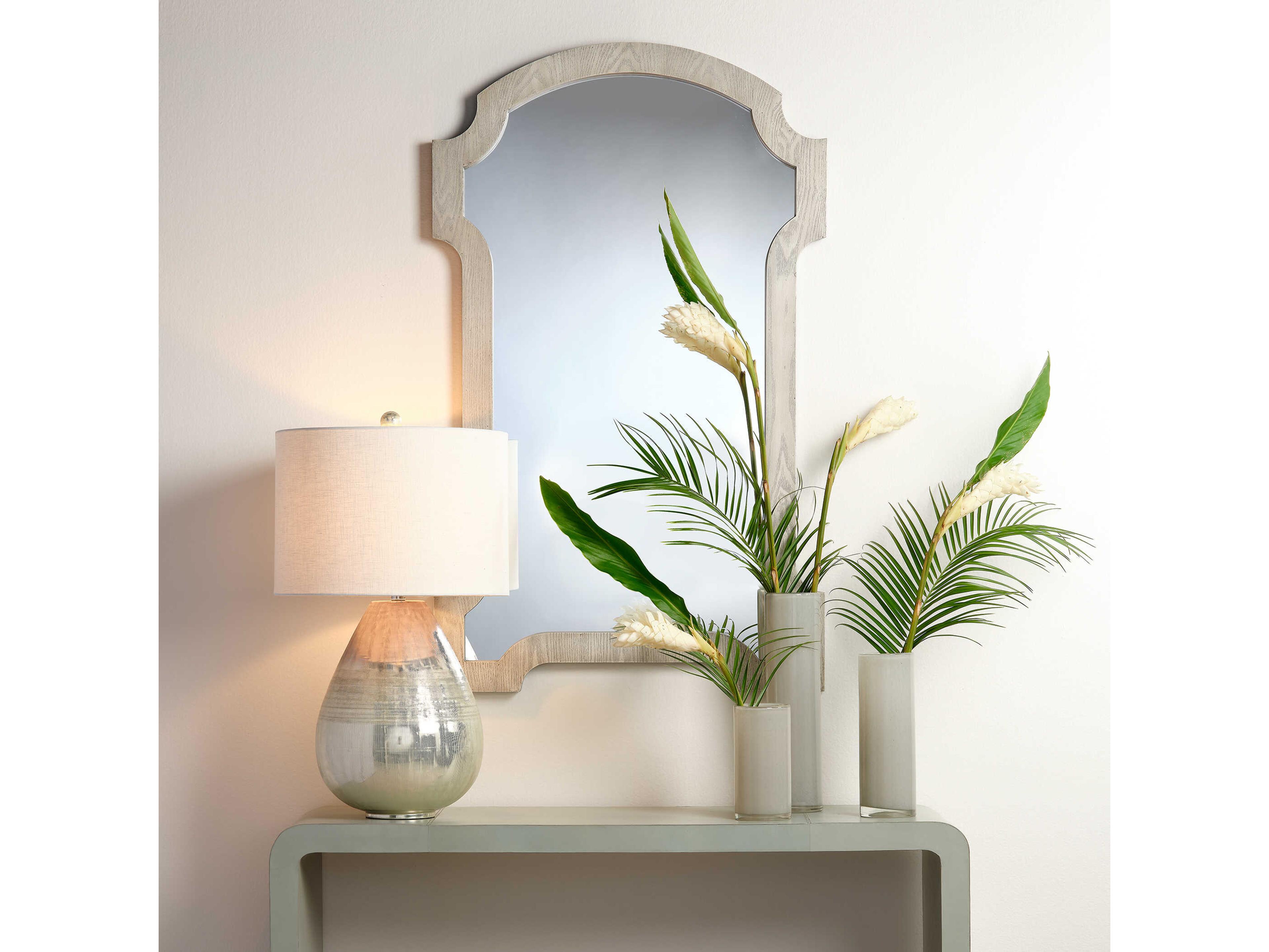 Jamie Young Etched Mercury Glass White Buffet Lamp