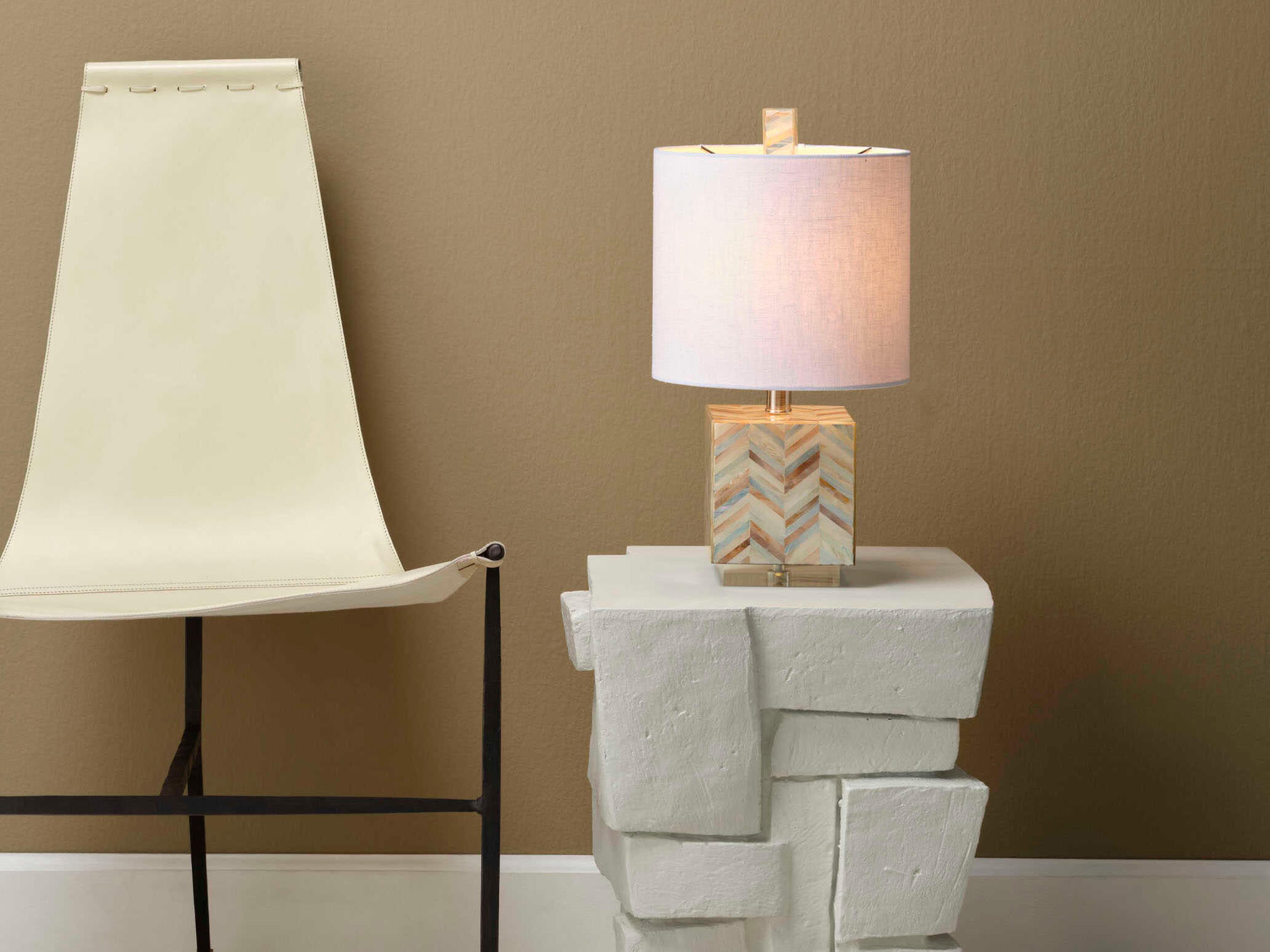 Jamie Young Garbo Mother of Pearl Blue Table Lamp