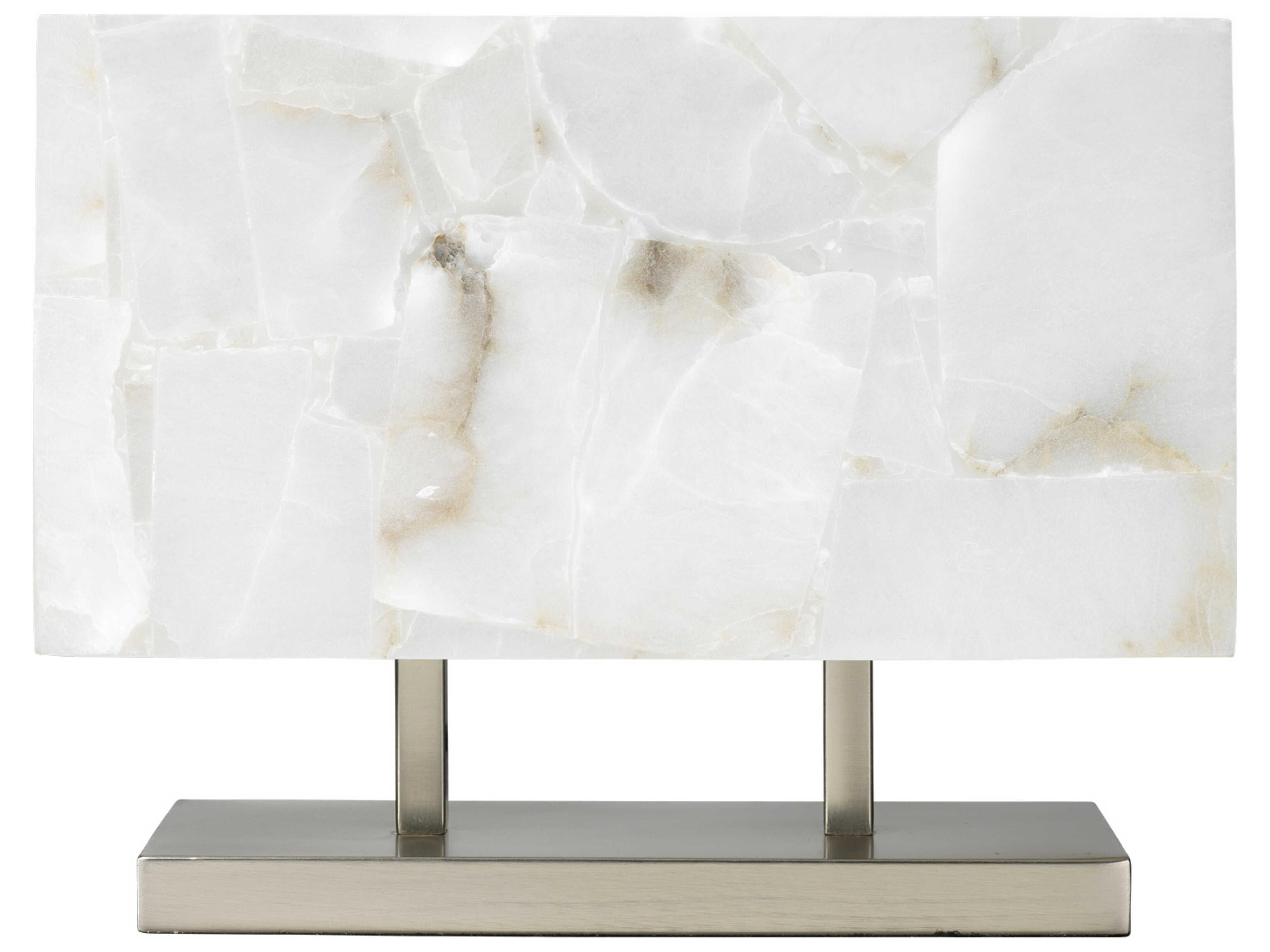 Ghost Alabaster & Antique Silver With Rectangular Off White Table Lamp