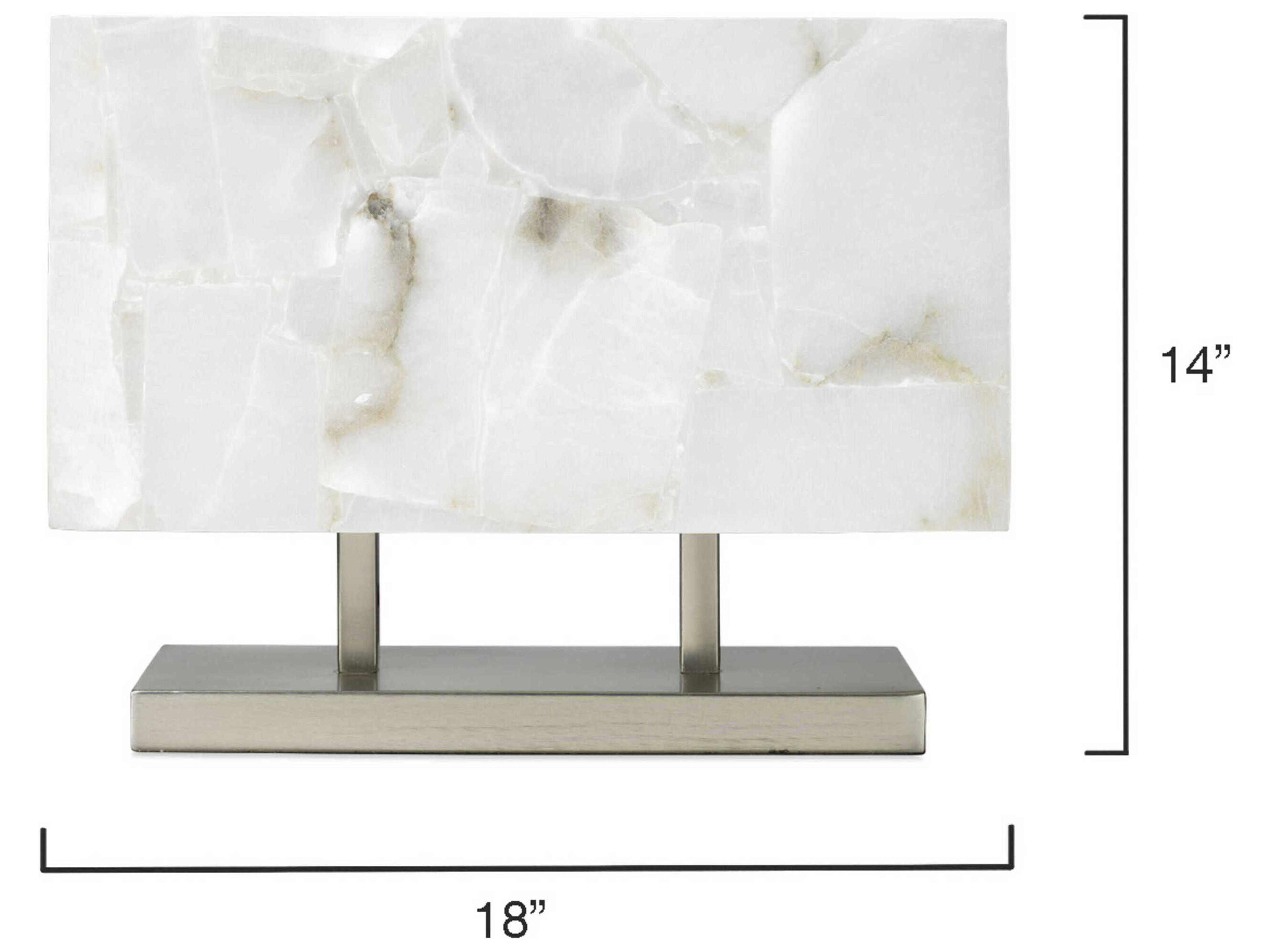 Jamie Young Ghost Alabaster & Antique Silver With Rectangular Off White Table Lamp