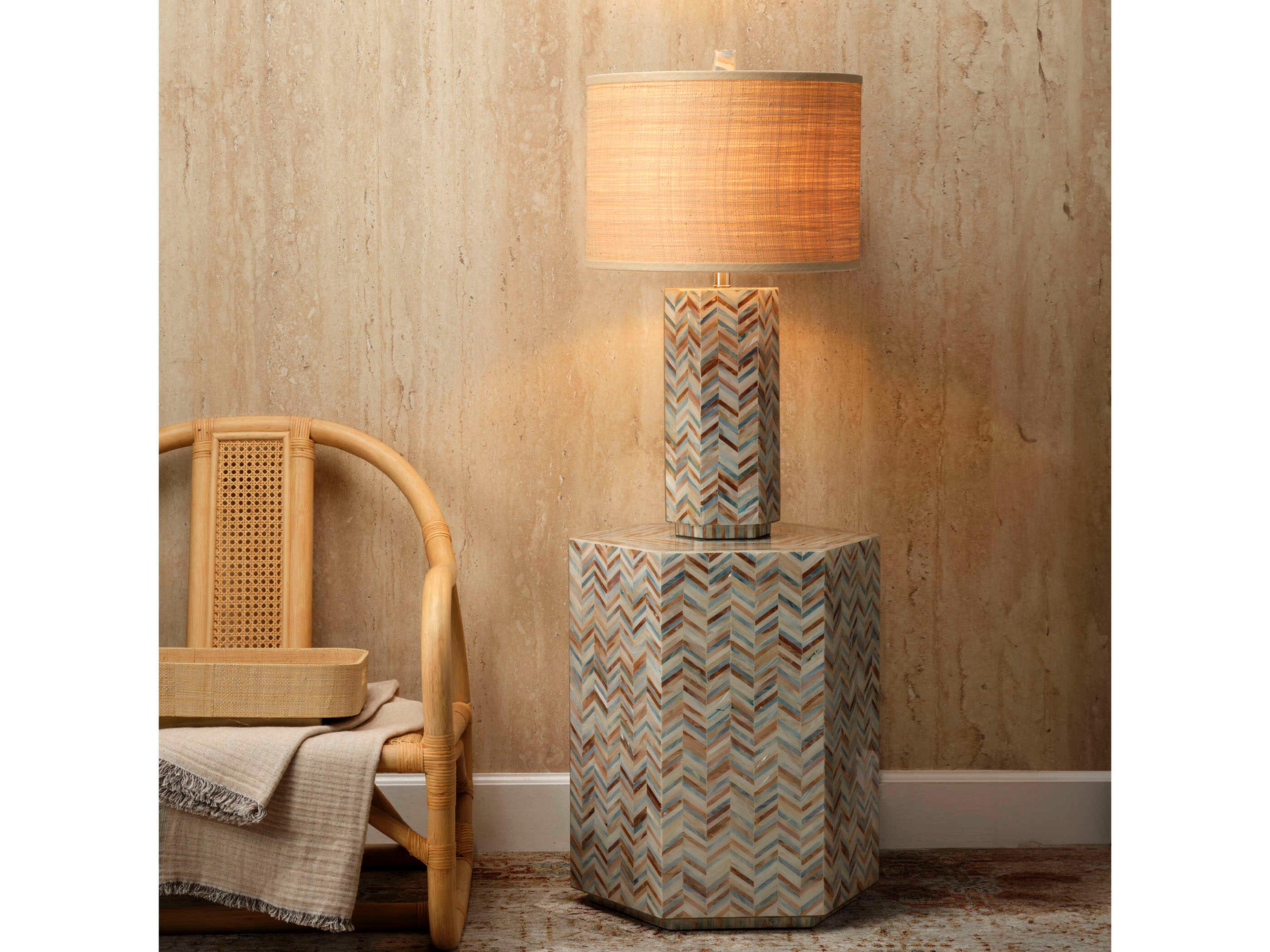 Jamie Young Lucille Mother of Pearl Blue Buffet Lamp