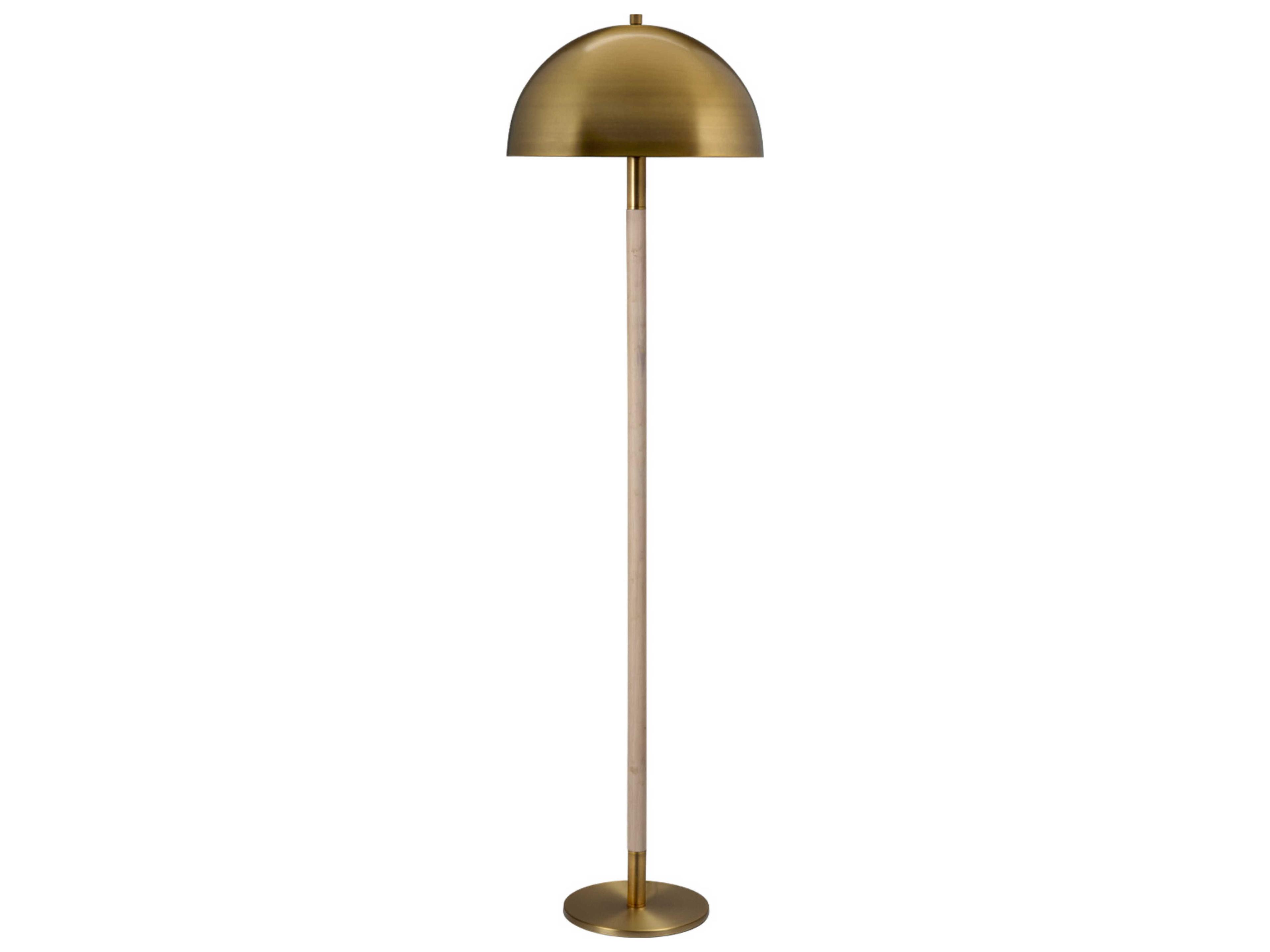 Jamie Young Merlin Antique Brass Natural Iron Rounded Cone Shade Floor Lamp