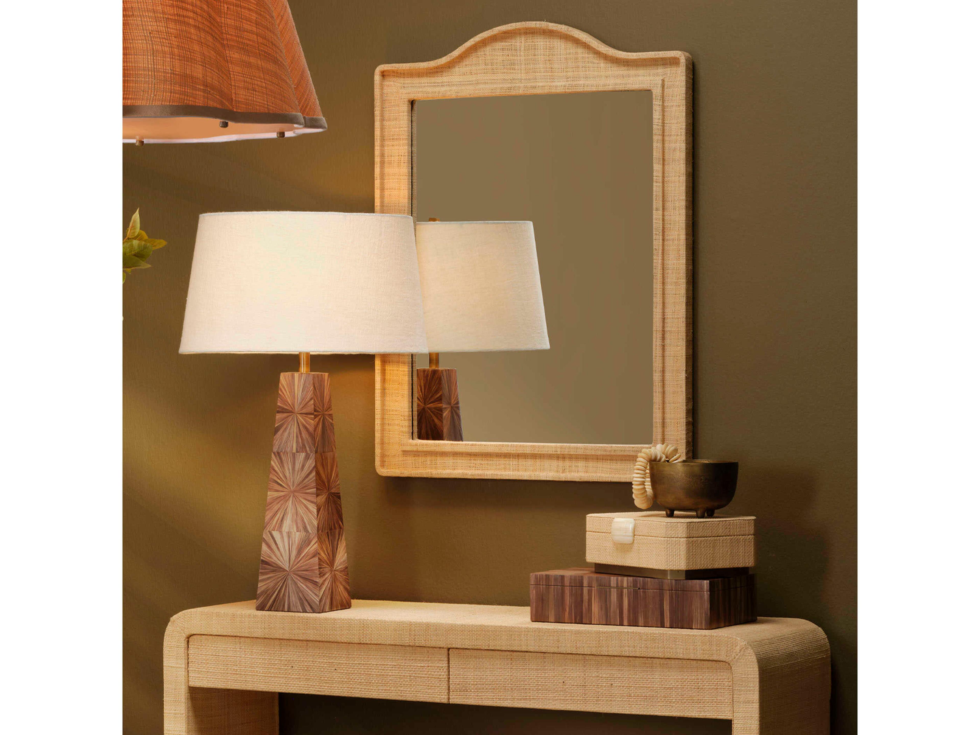 Jamie Young Palm Marquetry Brown Buffet Lamp