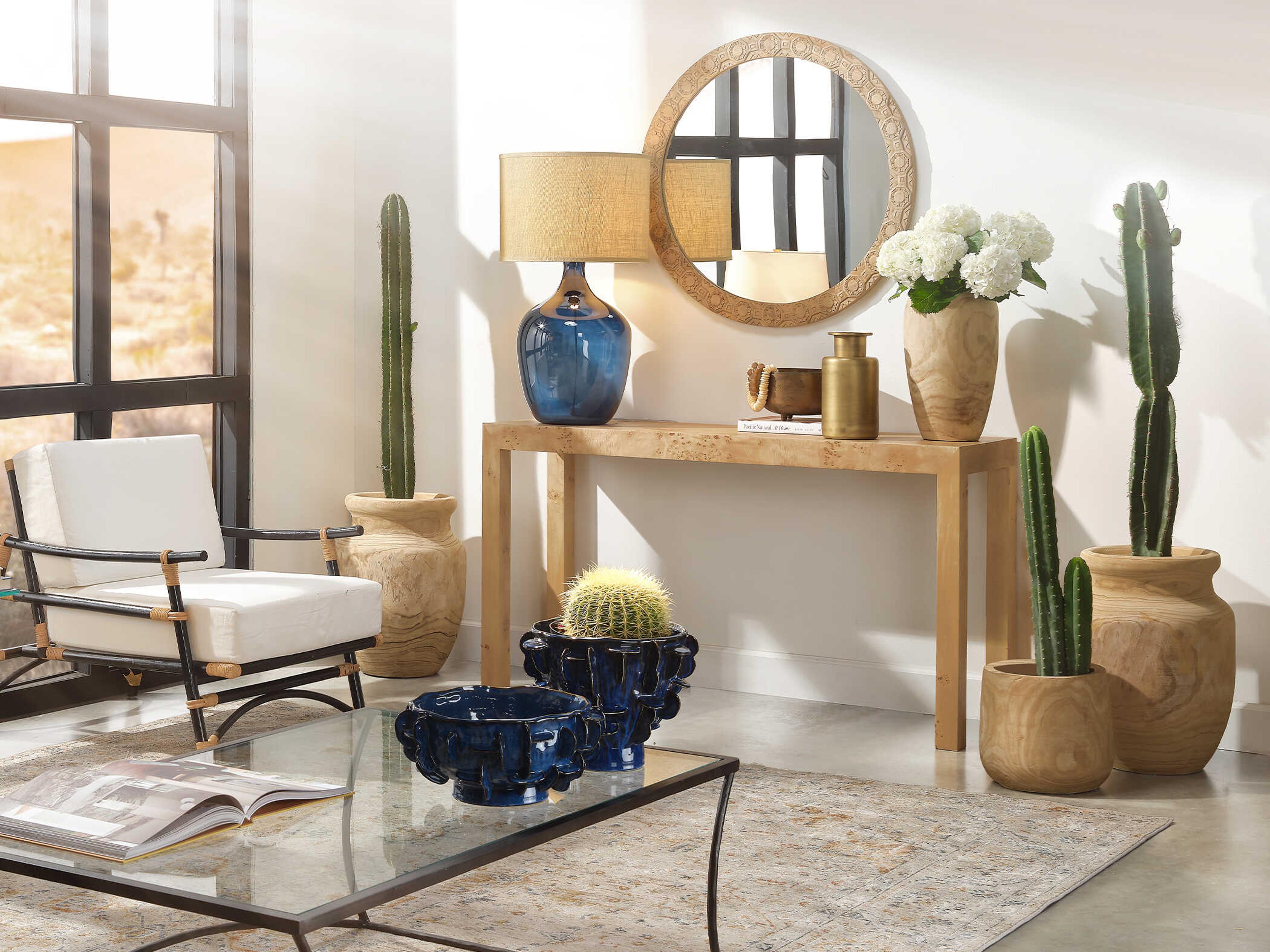 Jamie Young Plum Jar Grey Blue Glass Buffet Lamp