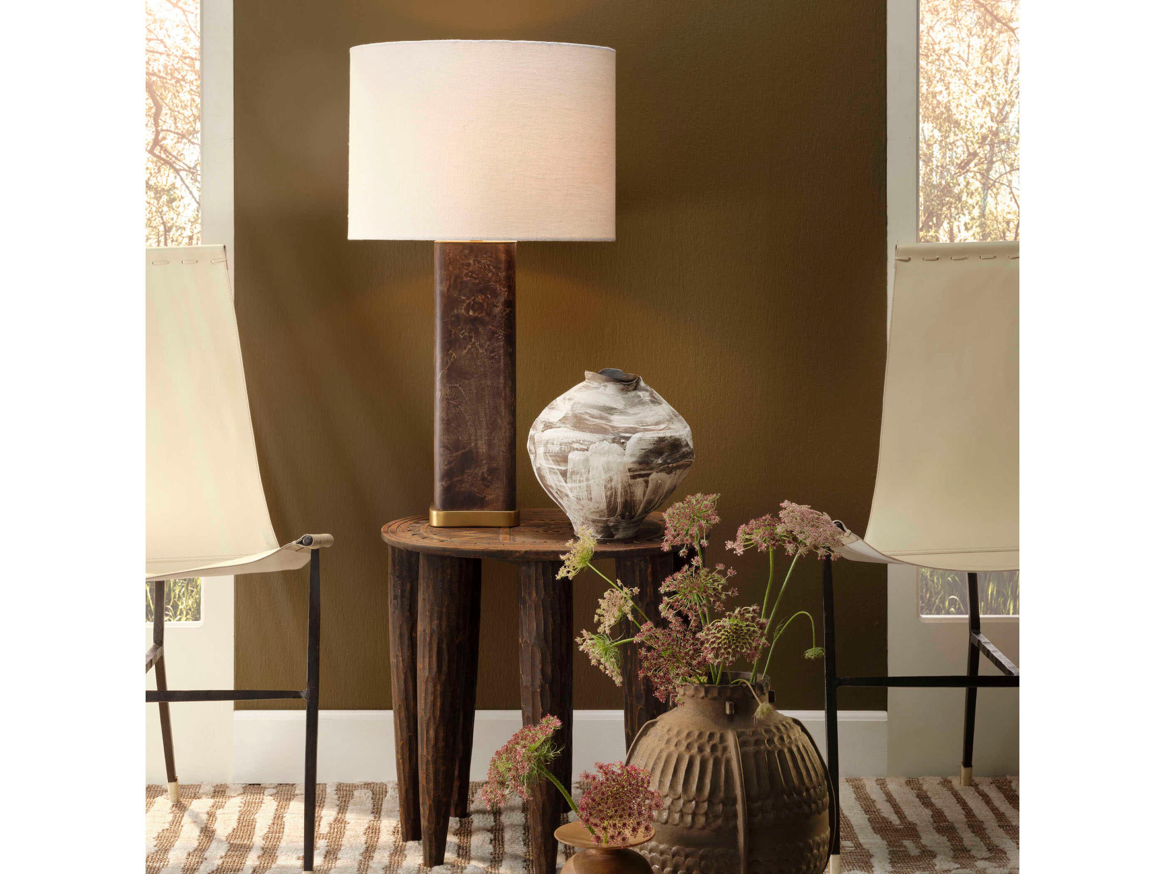 Jamie Young Preston Burl Wood Dark Grey Buffet Lamp