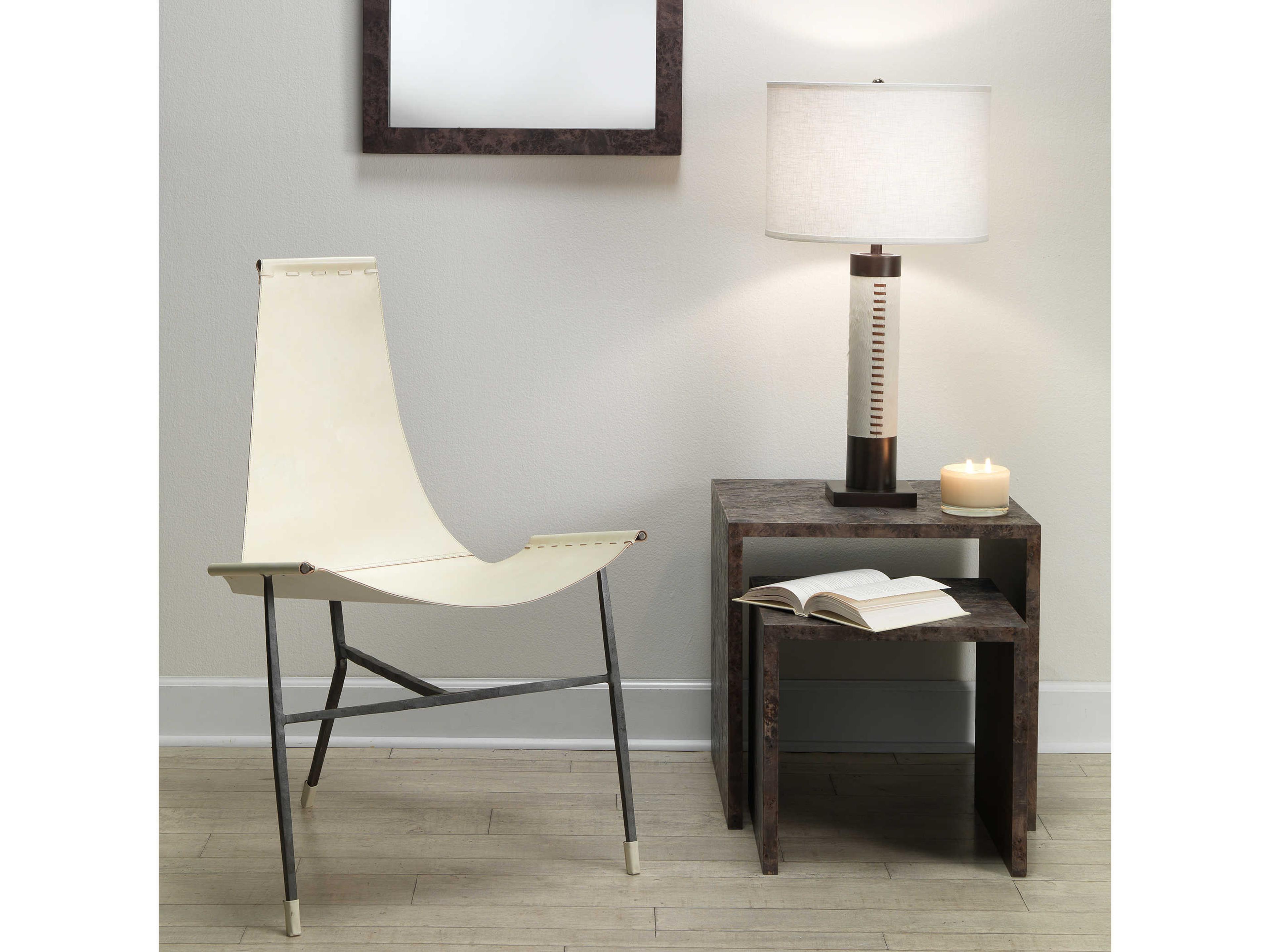 Jamie Young Sheridan White Hide Oil Rubbed Bronze Buffet Lamp