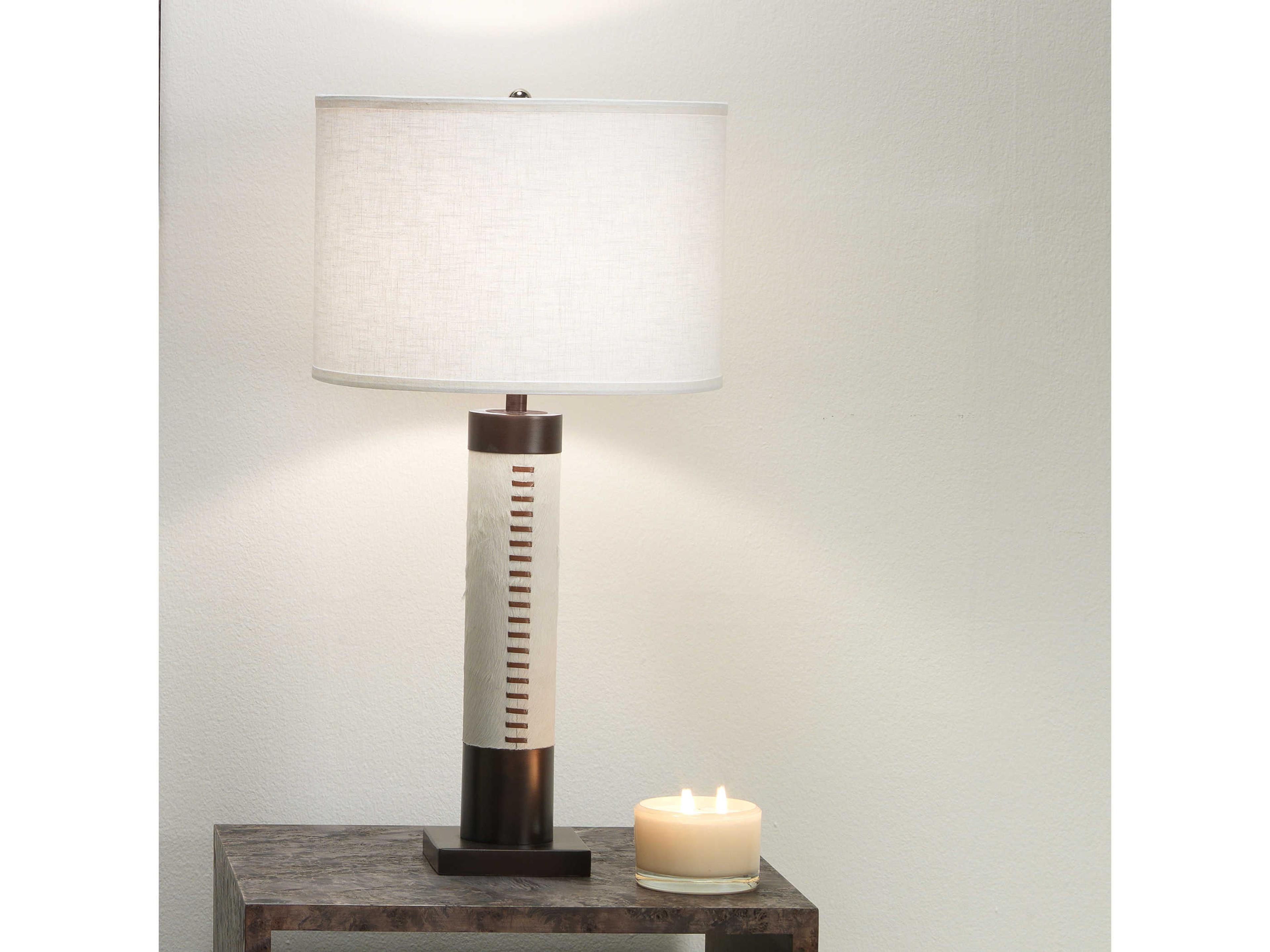Jamie Young Sheridan White Hide Oil Rubbed Bronze Buffet Lamp
