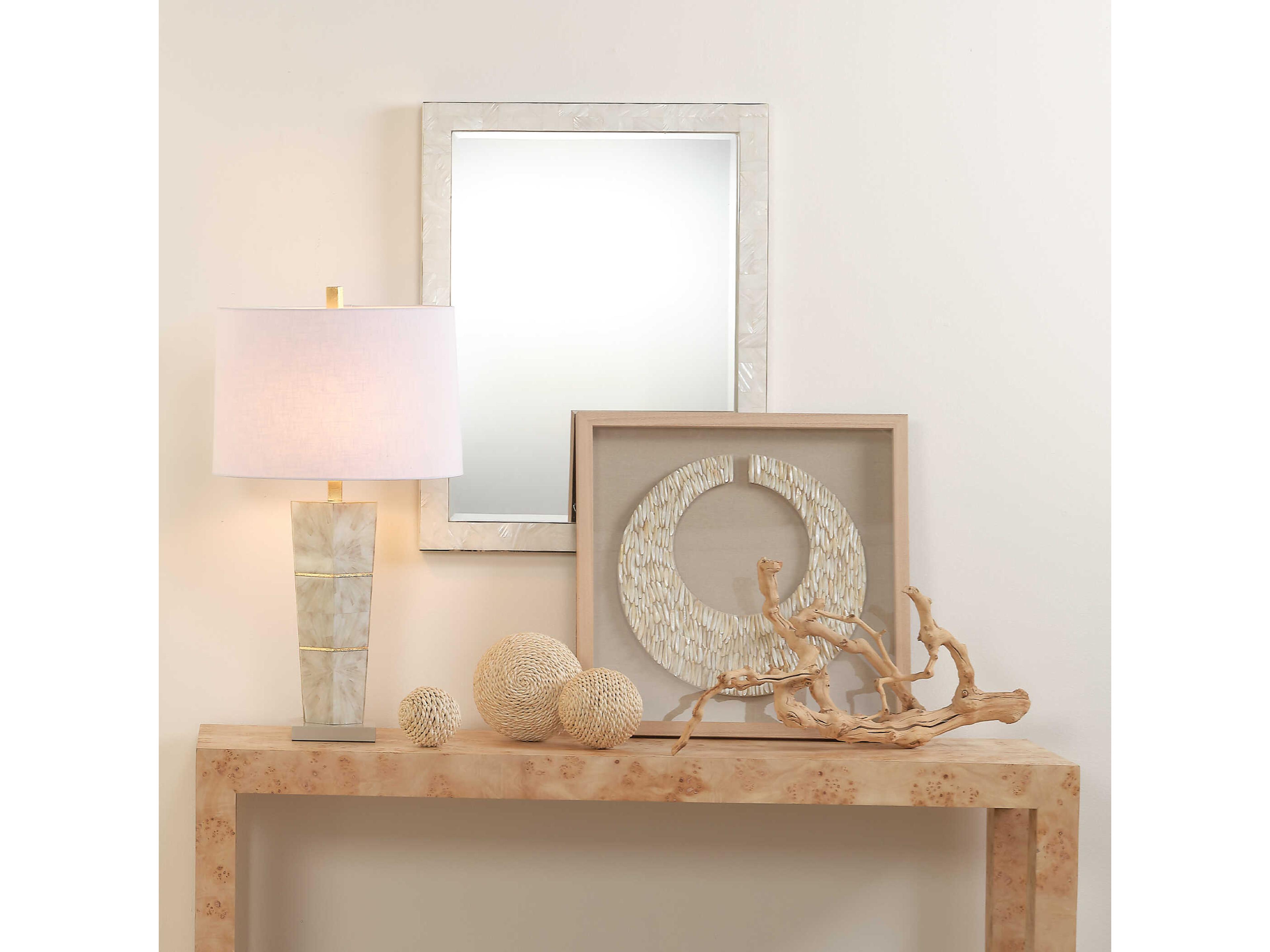 Jamie Young Spectacle Horn Lacquer Gold Leaf White Buffet Lamp