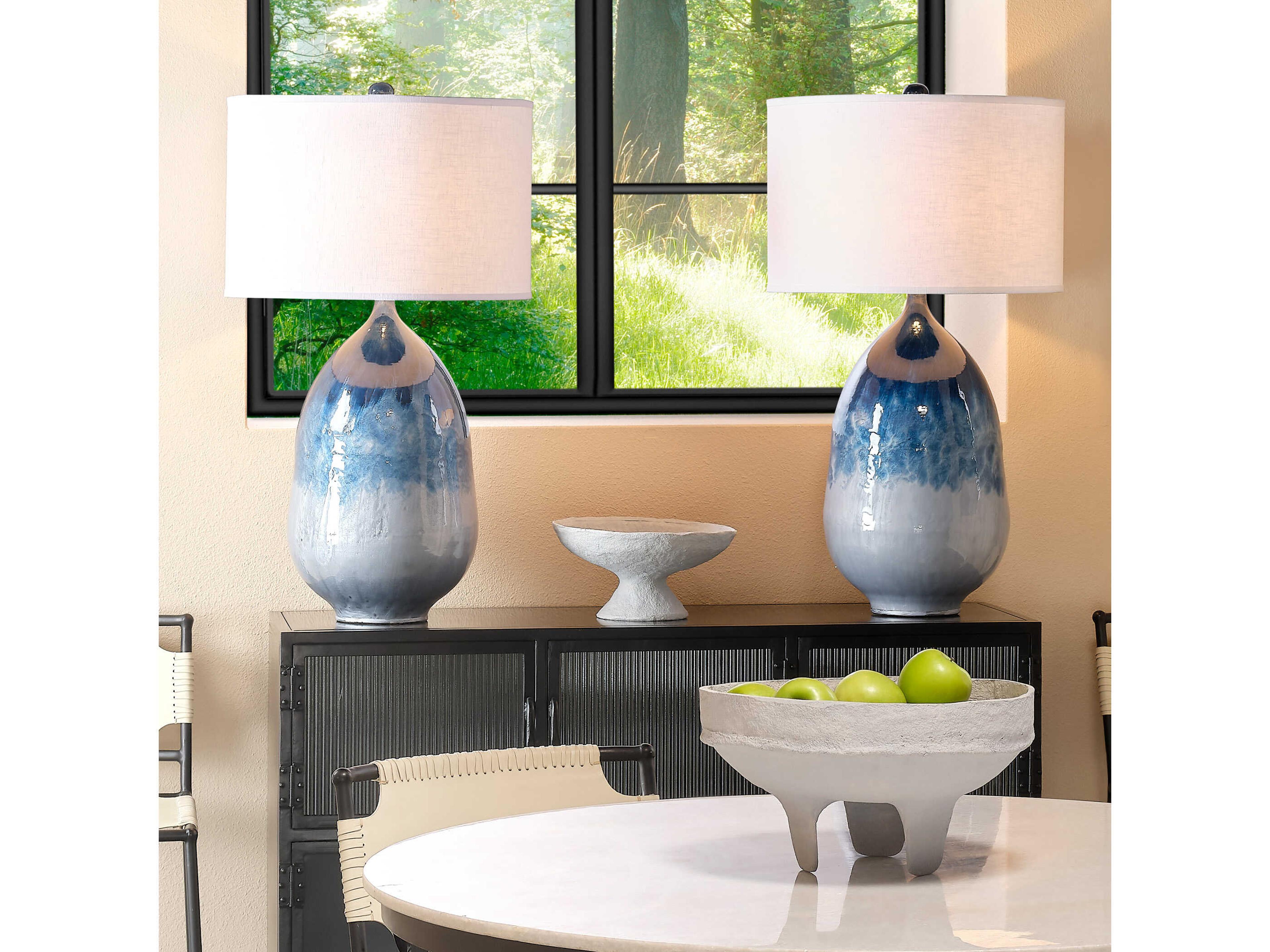 Jamie Young Blue Ombre Enameled Metal Buffet Lamp