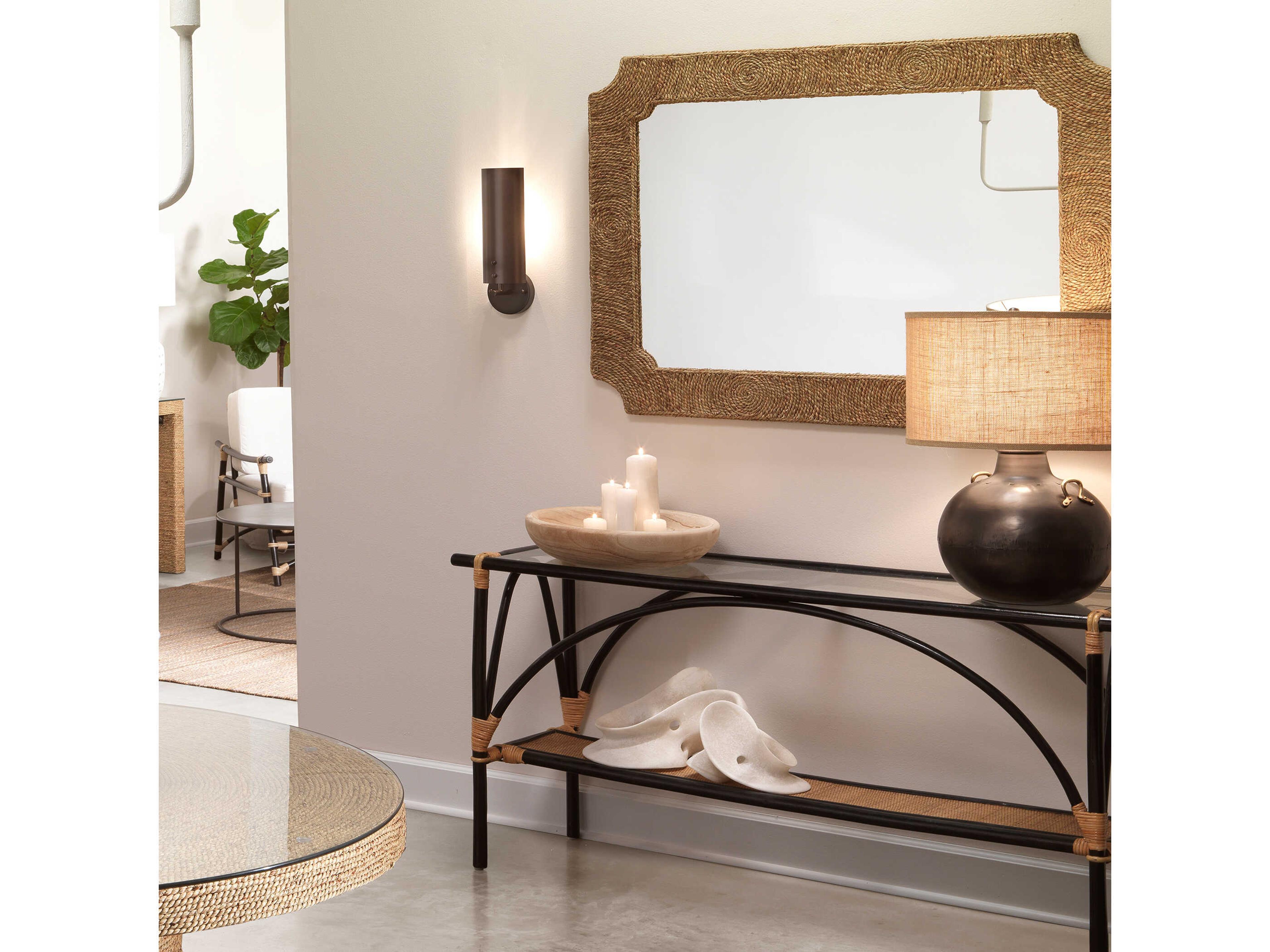 Jamie Young Two Handled Kettle Iron Brown Buffet Lamp