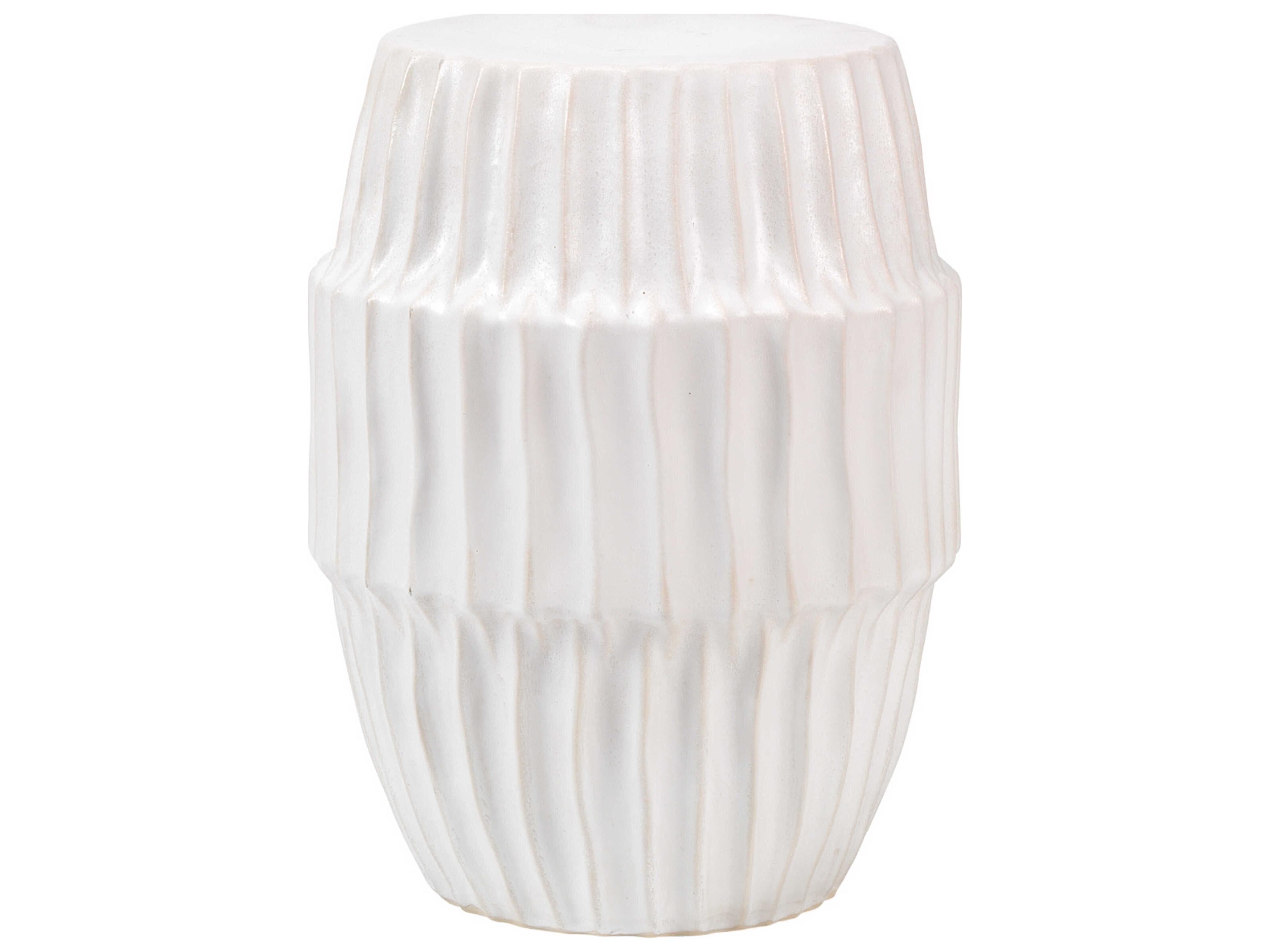 Round Ceramic White Ombre End Table