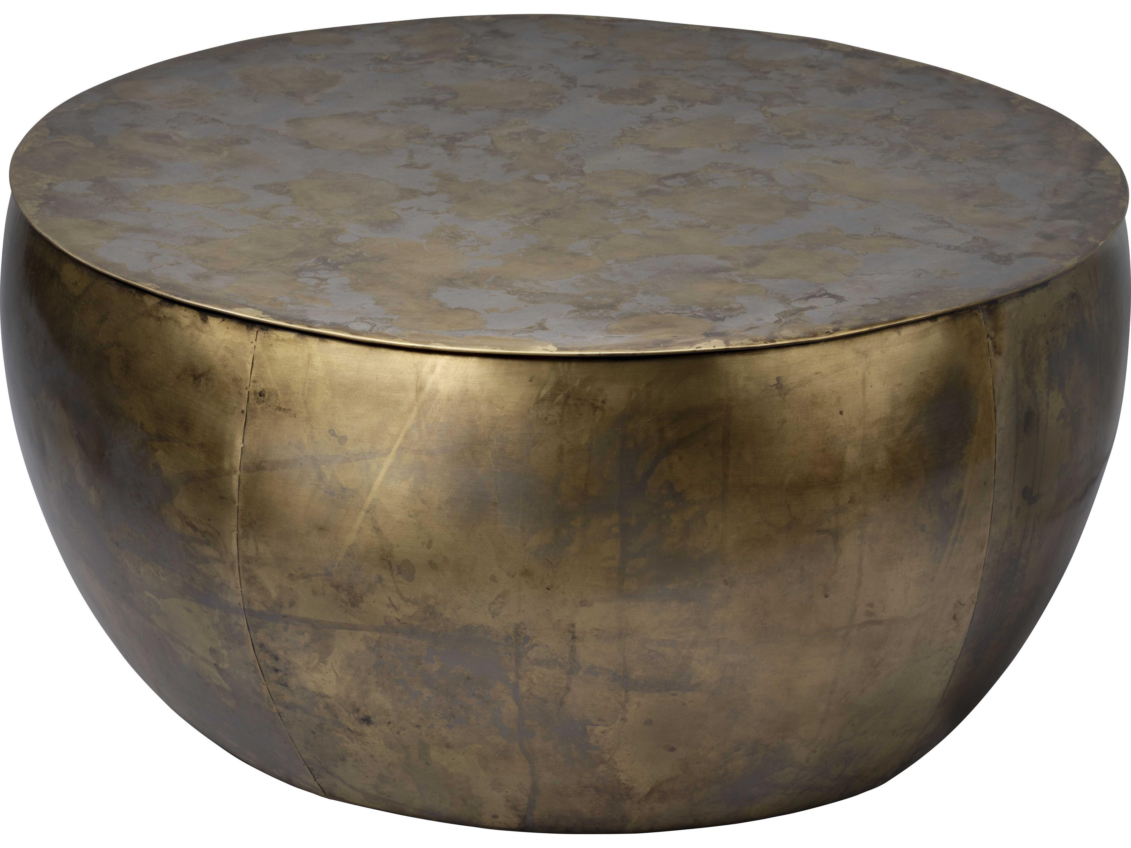Aphrodite Round Metal Antique Brass Coffee Table