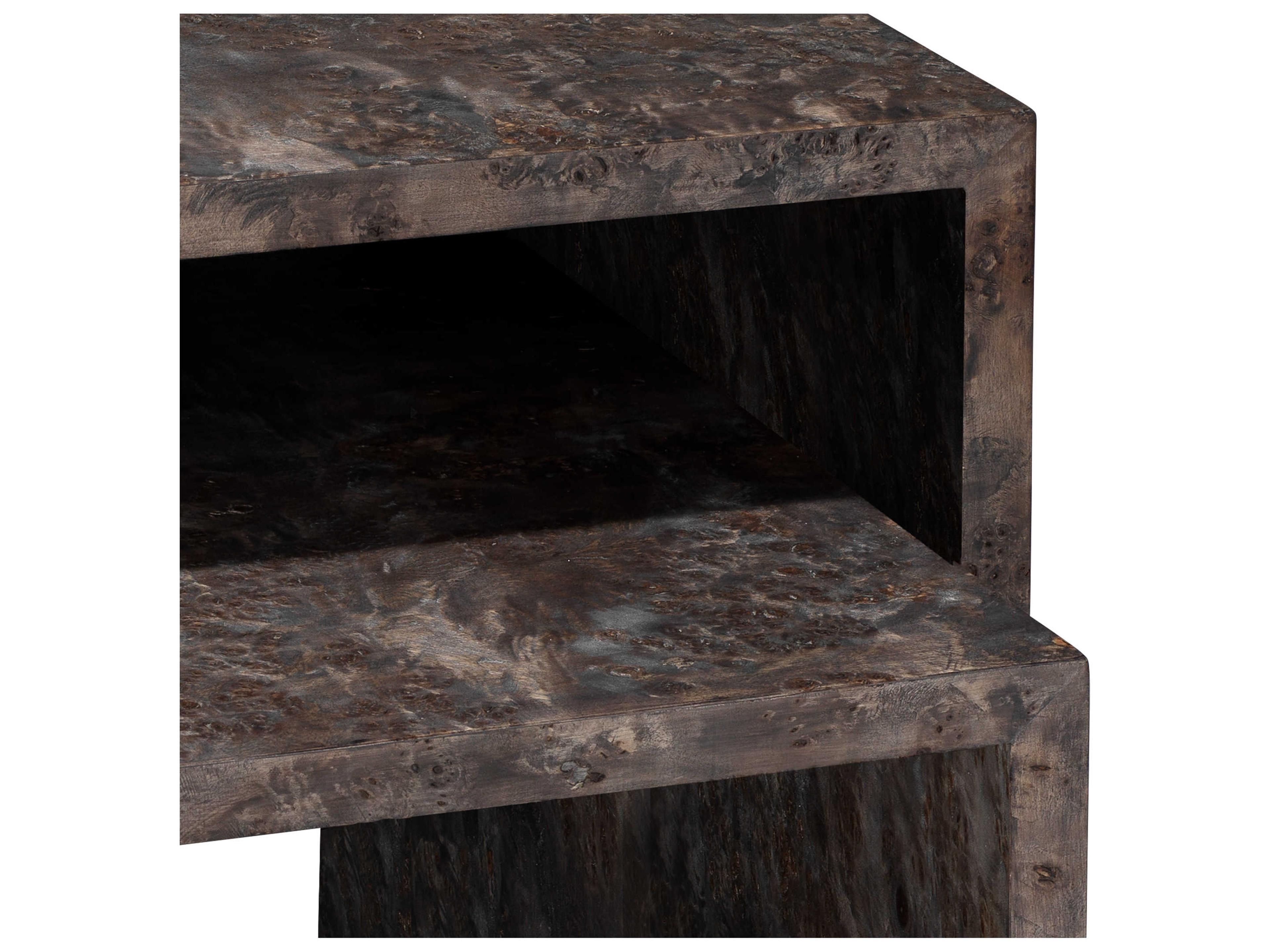 Jamie Young Bedford Rectangular Charcoal Burl Wood End Table