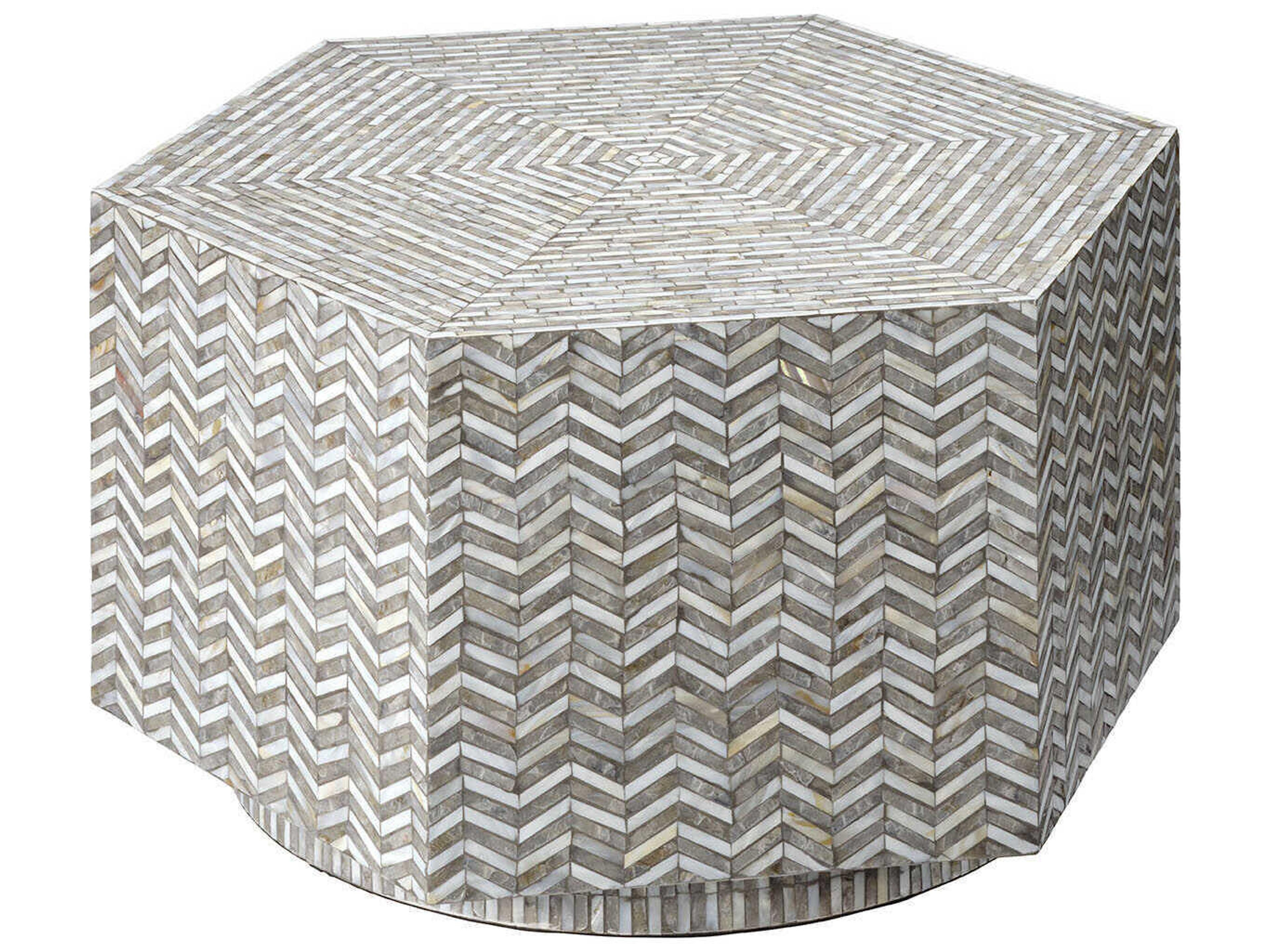 Brando 32" Hexagon Mother of Pearl Grey Coffee Table