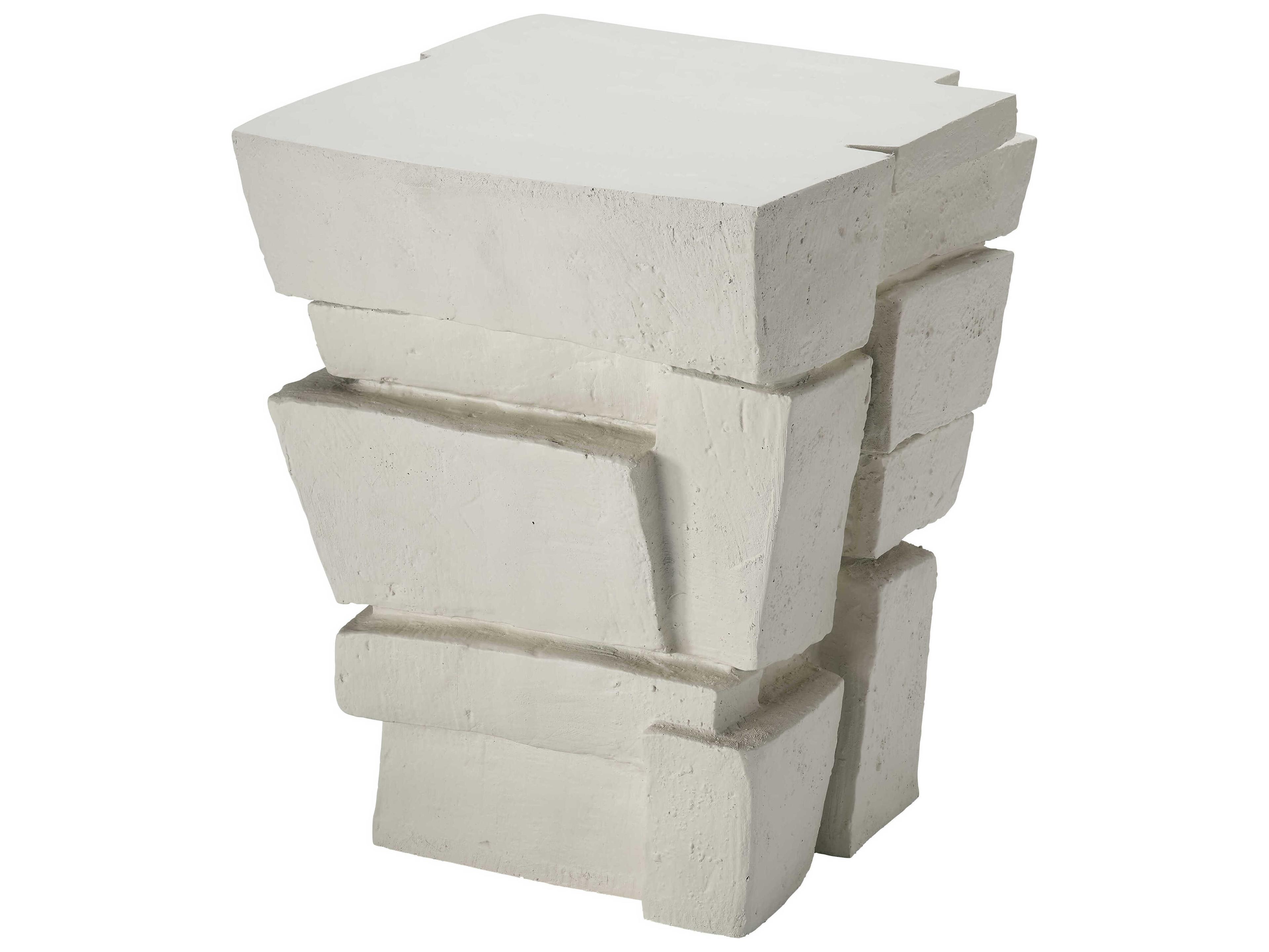 Jamie Young Brick 16" Square Fiber Glass Cream End Table