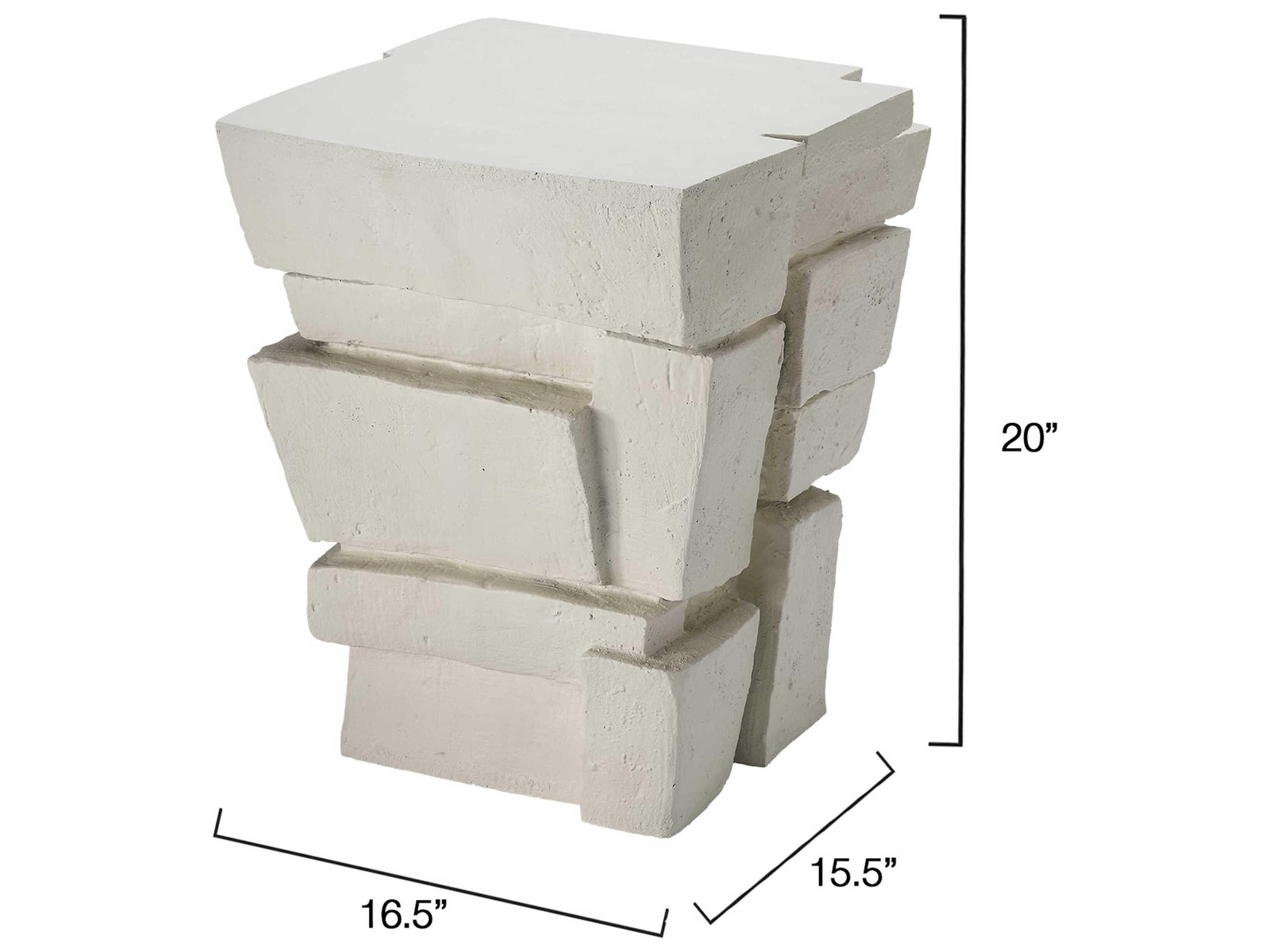 Jamie Young Brick 16" Square Fiber Glass Cream End Table