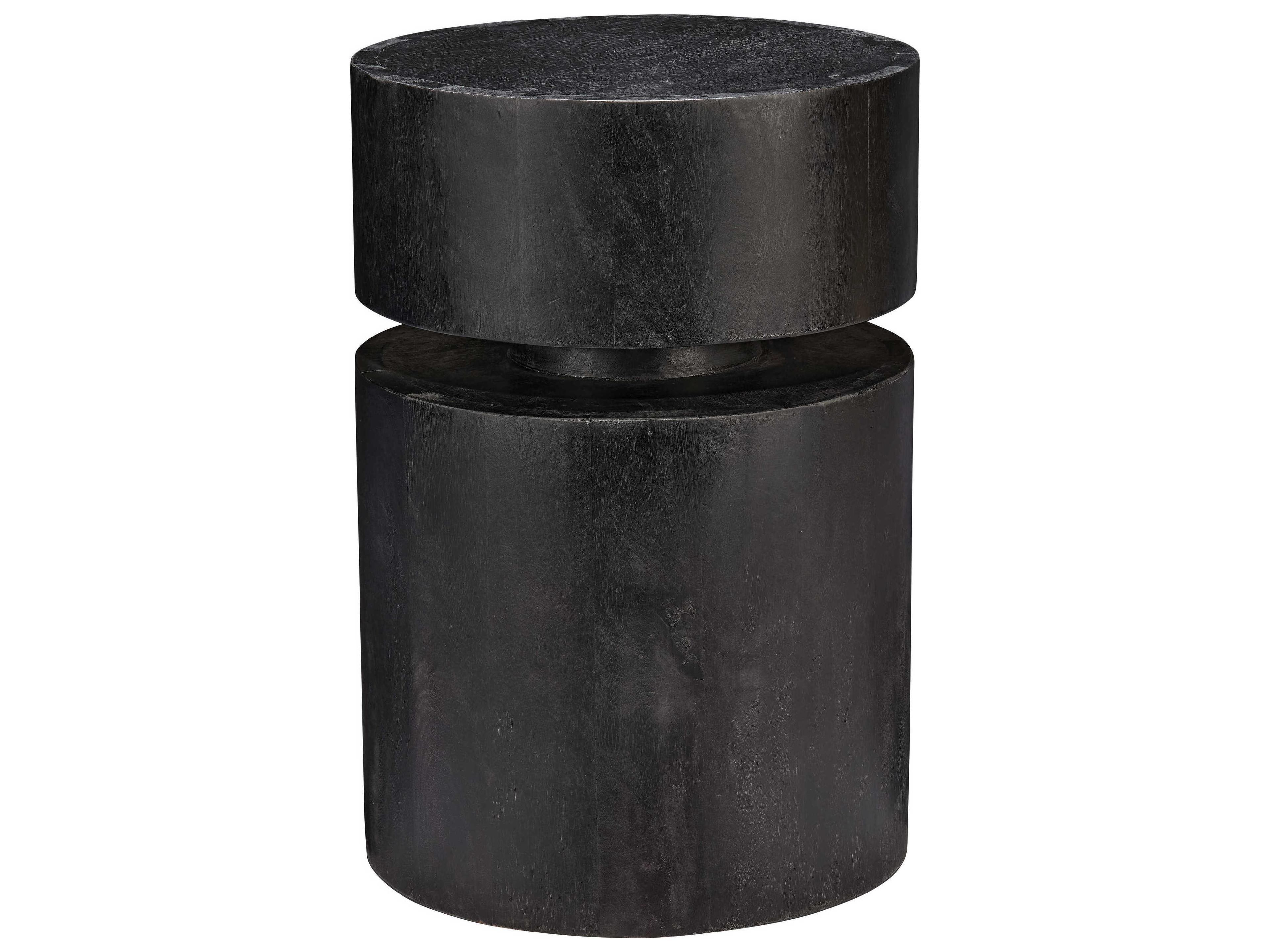 Dylan Round Wood Charcoal End Table