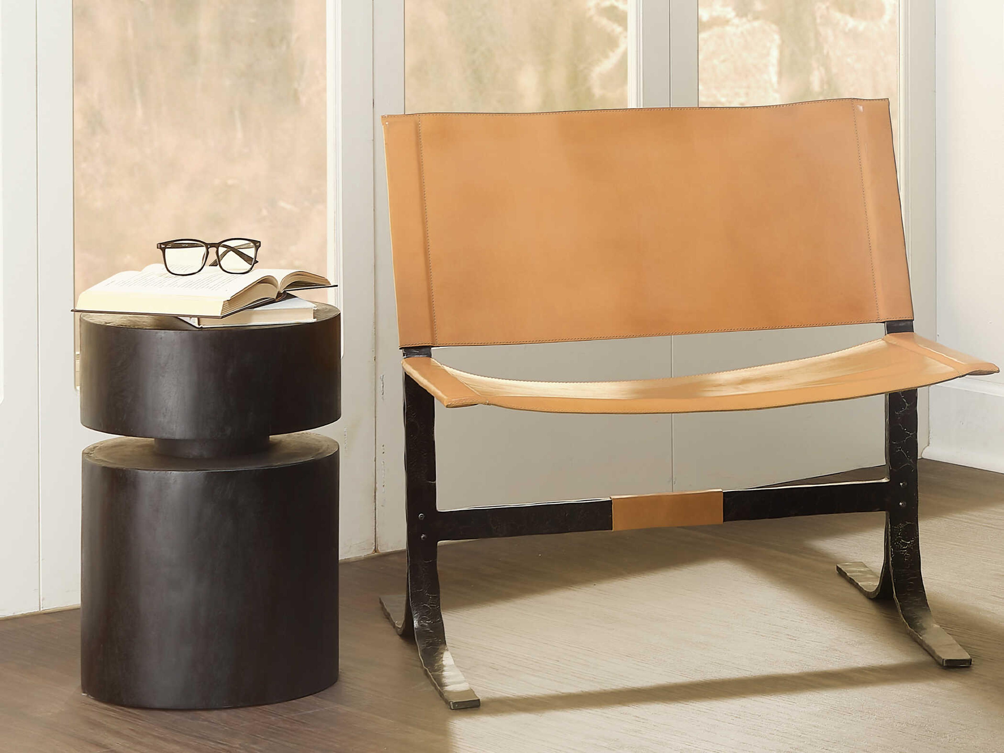 Jamie Young Dylan Round Wood Charcoal End Table