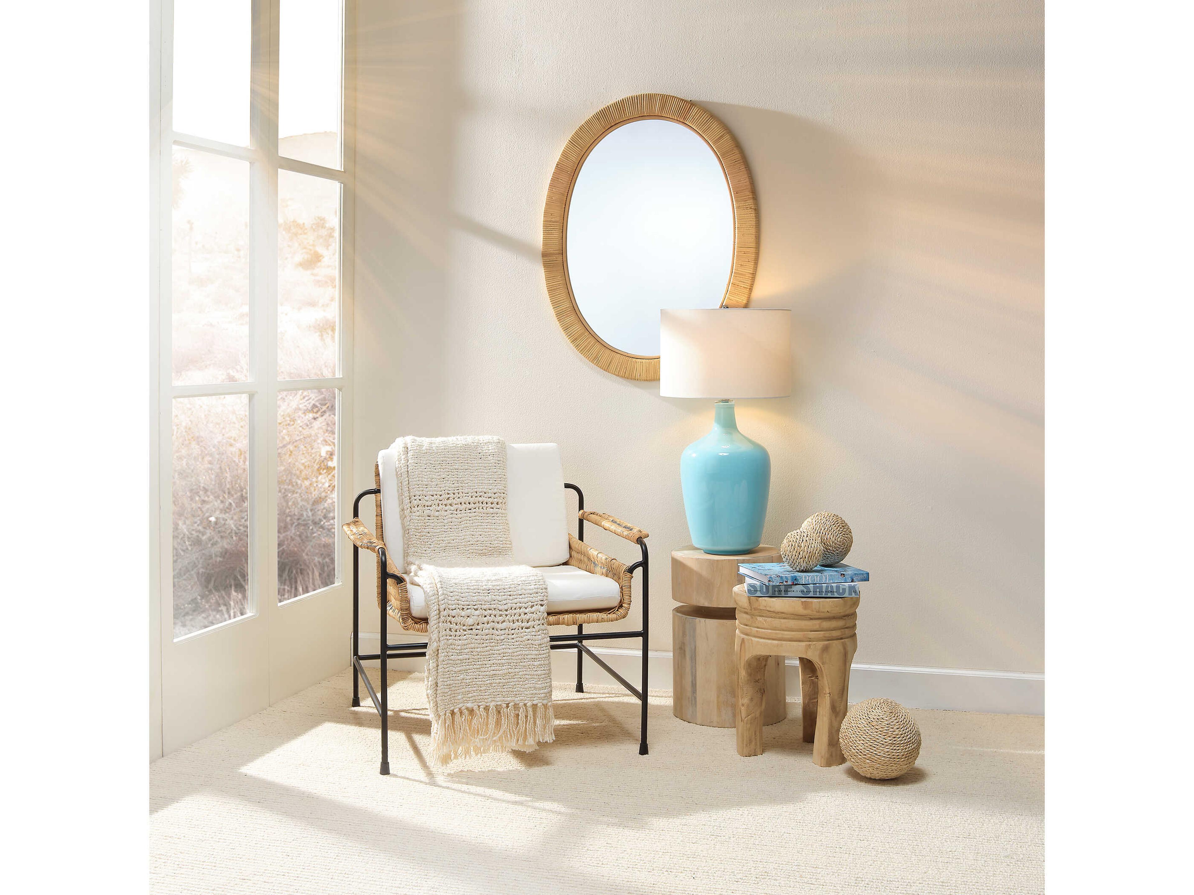 Jamie Young Dylan Round Wood White Wash End Table