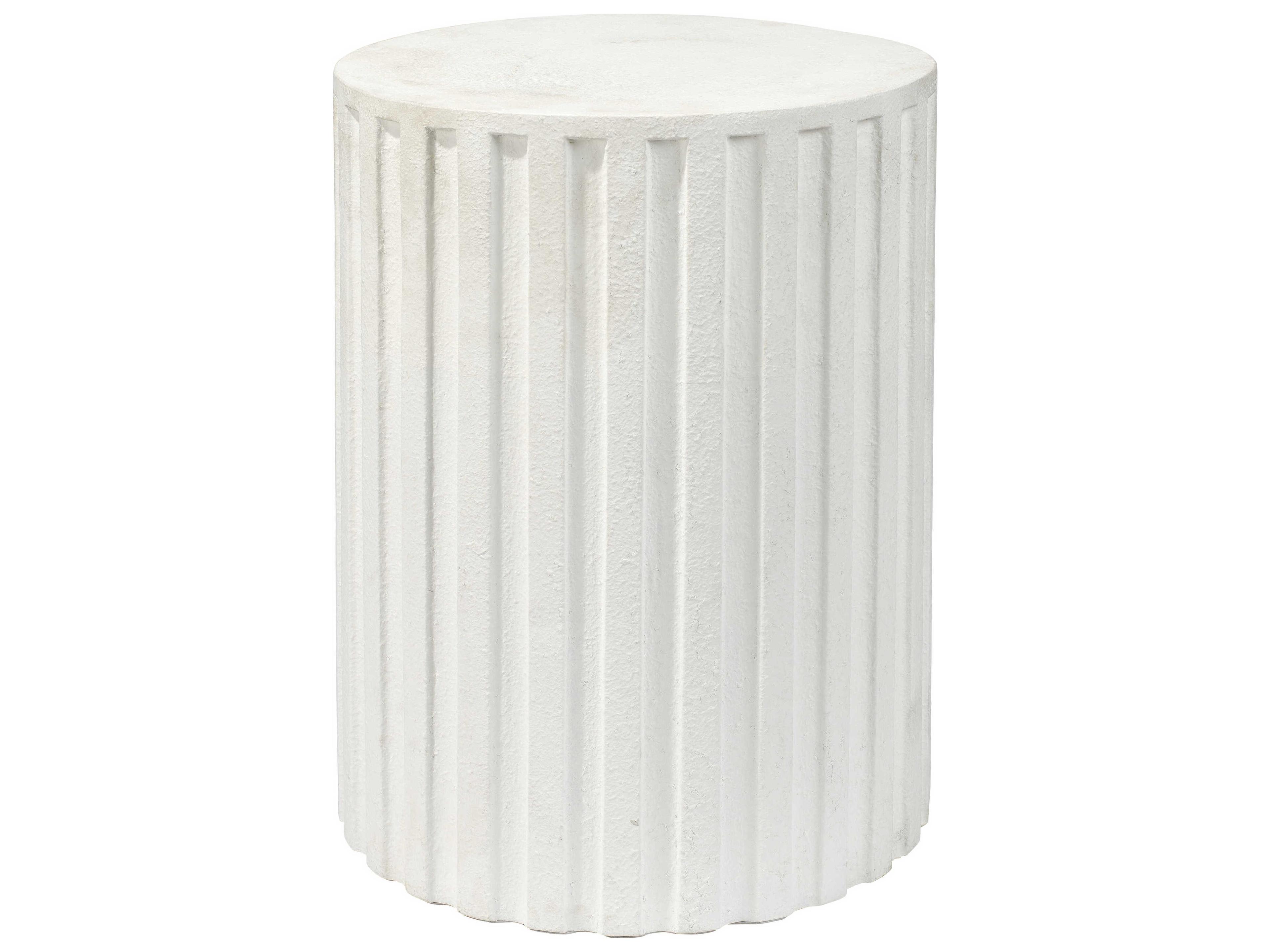 Jamie Young Round Cement White Concrete End Table