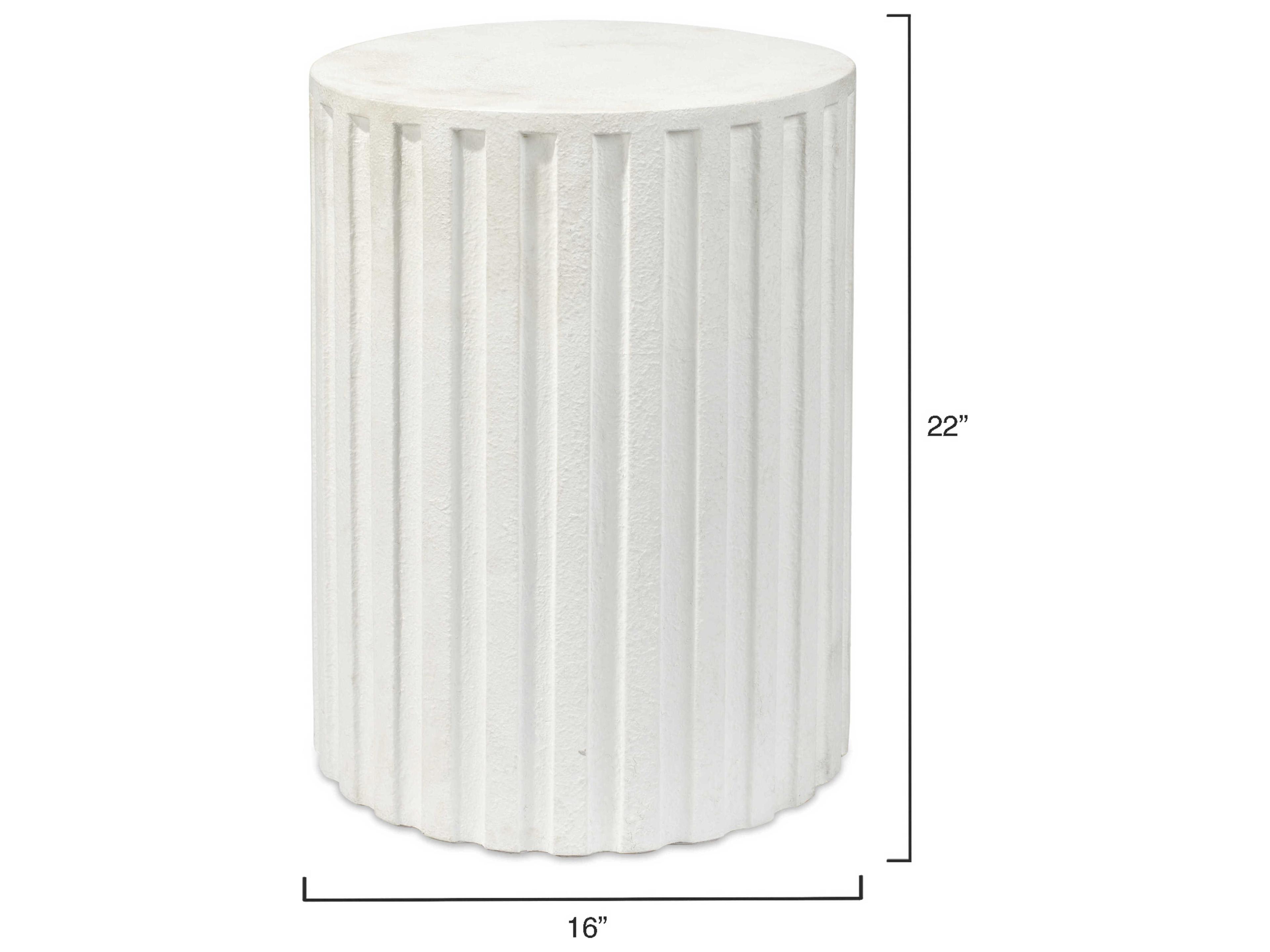 Jamie Young Round Cement White Concrete End Table
