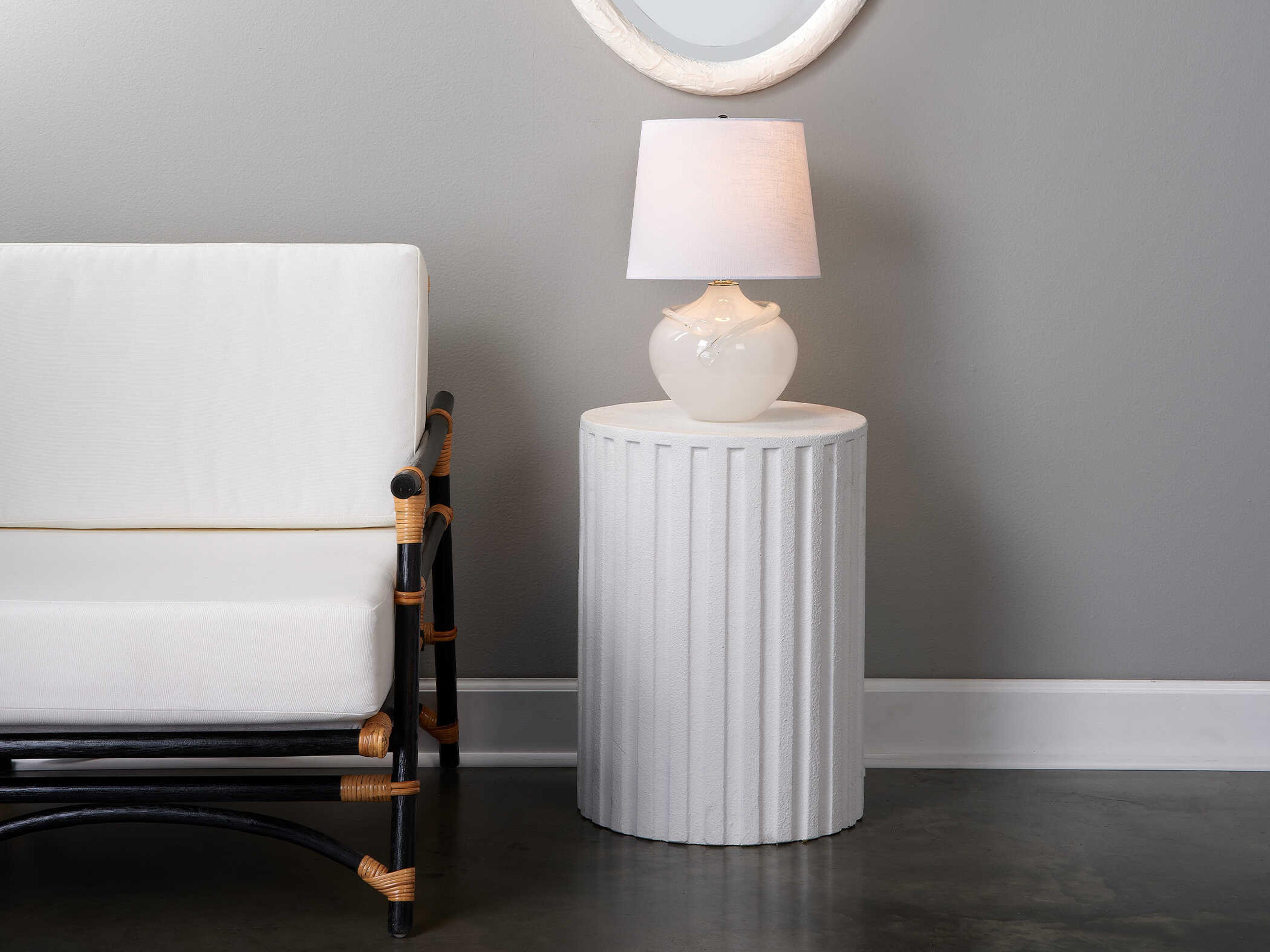 Jamie Young Round Cement White Concrete End Table