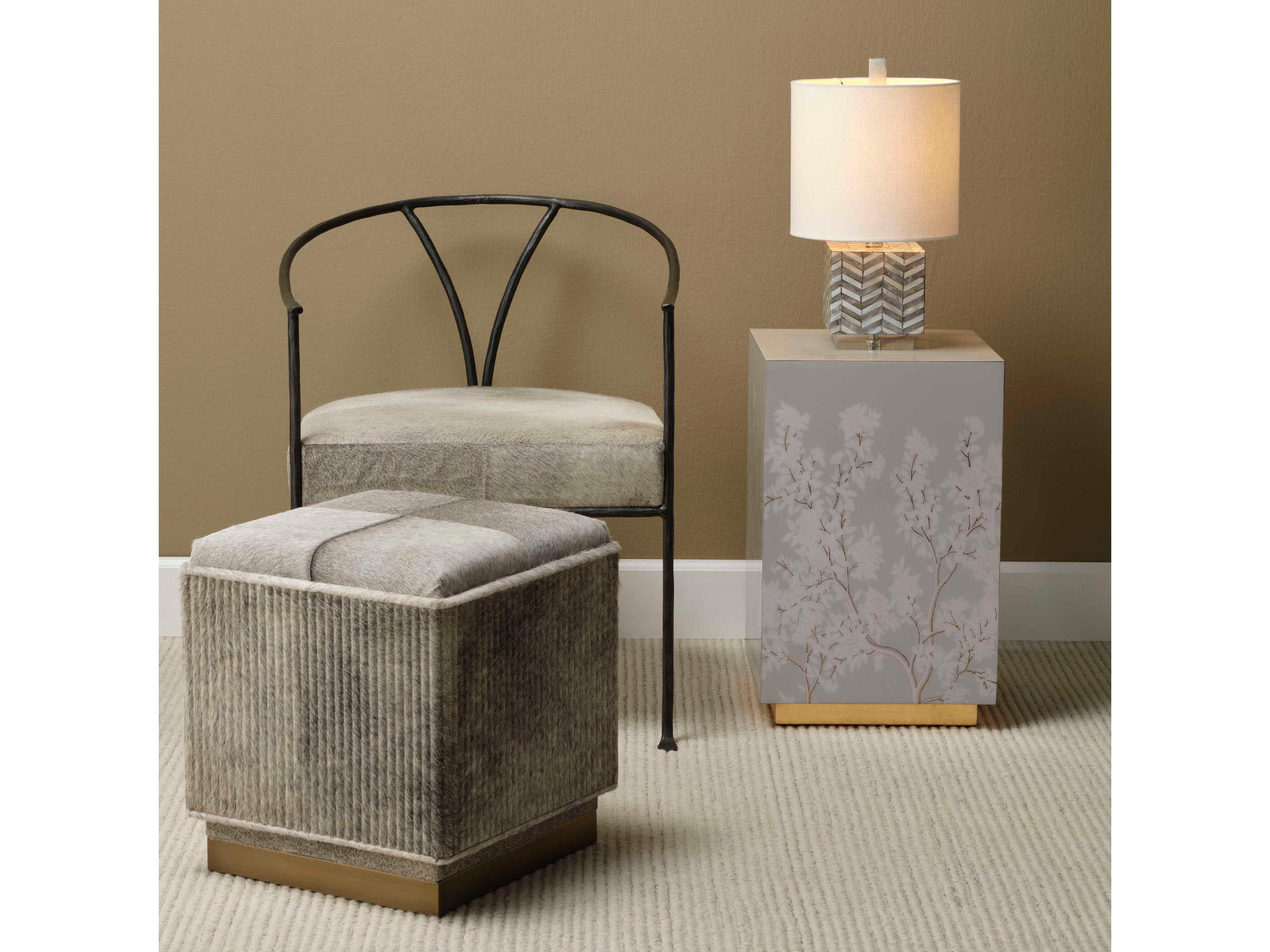 Jamie Young Garland Floral 14" Square Grey End Table