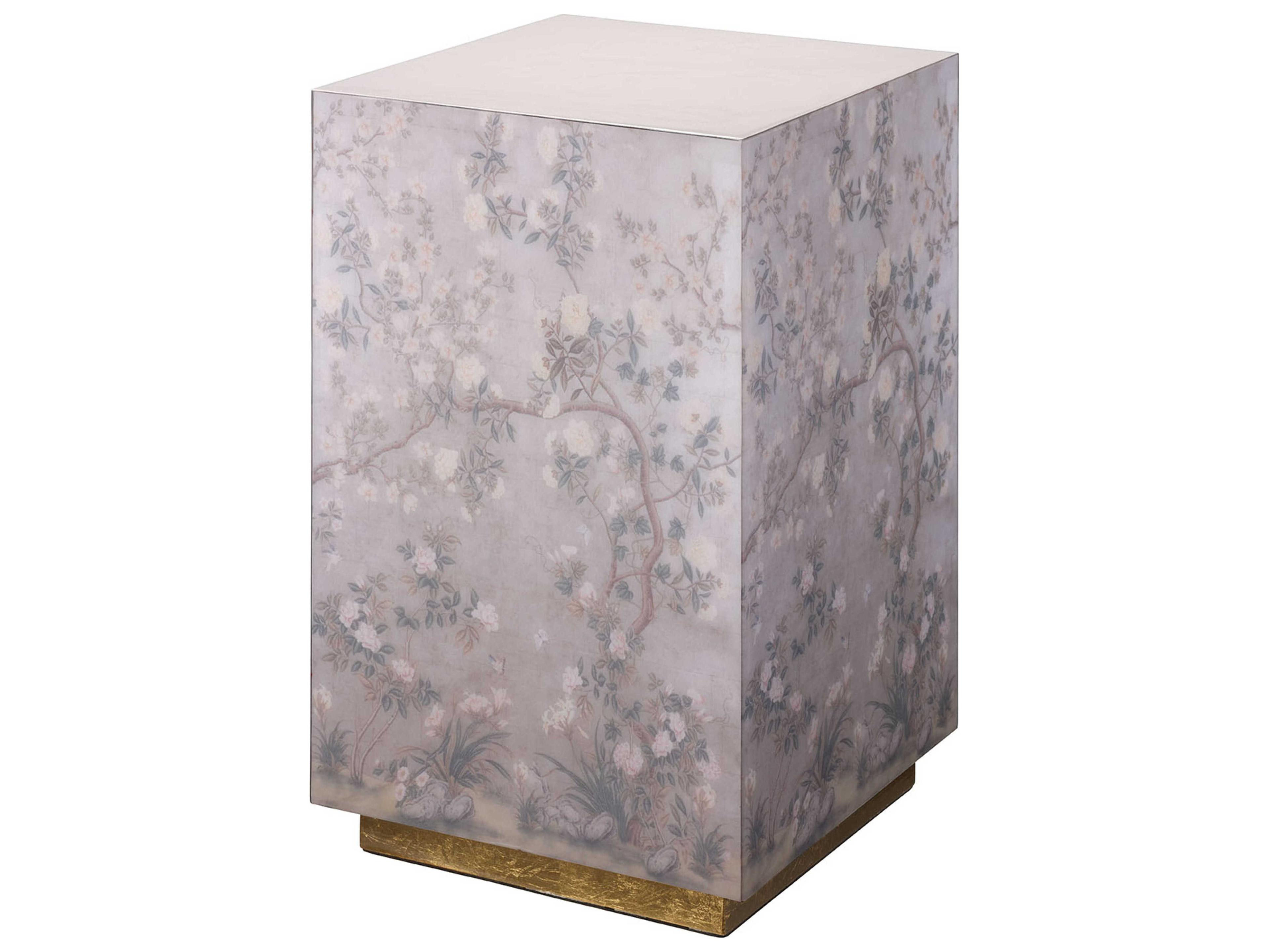 Jamie Young Garland Floral 14" Square Pink End Table