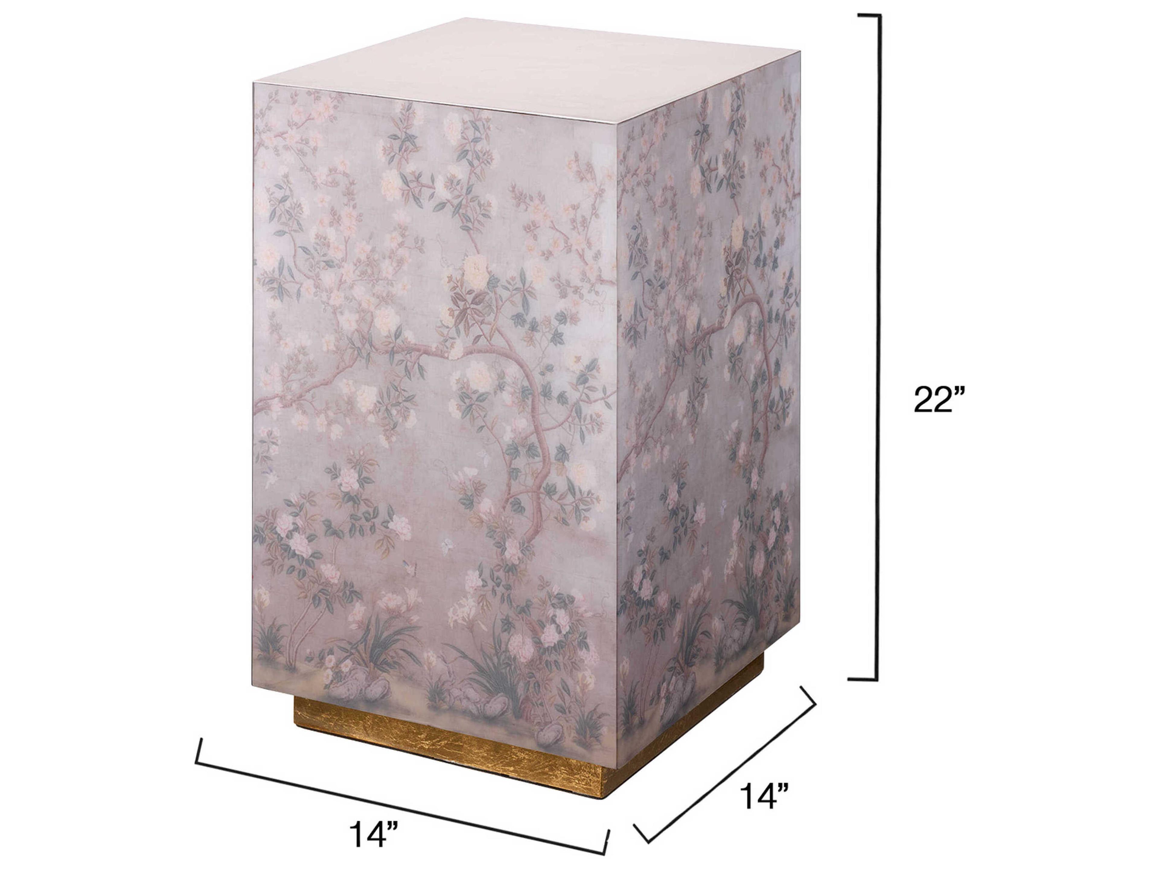 Jamie Young Garland Floral 14" Square Pink End Table