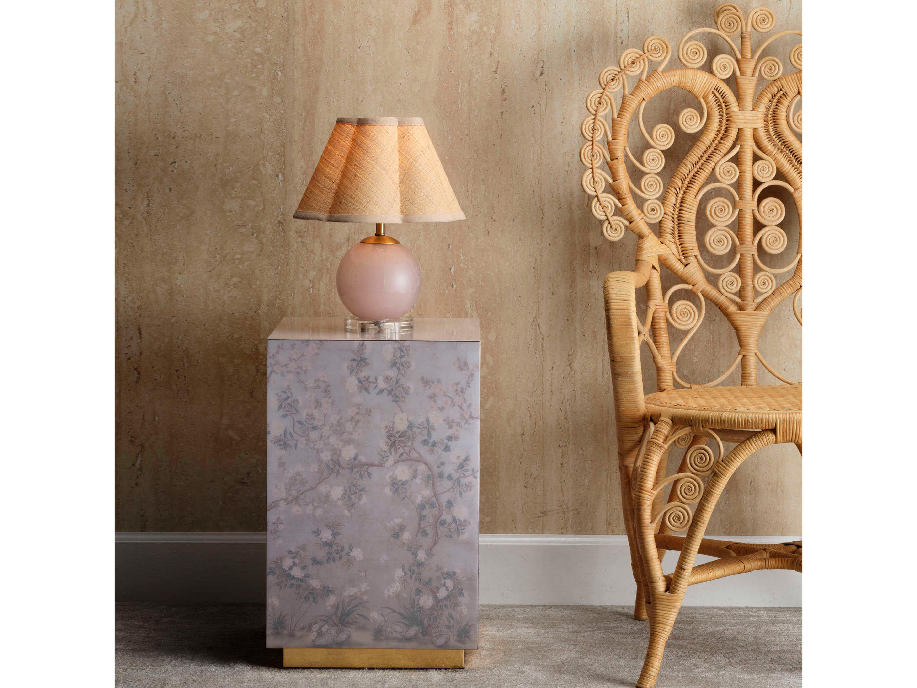 Jamie Young Garland Floral 14" Square Pink End Table