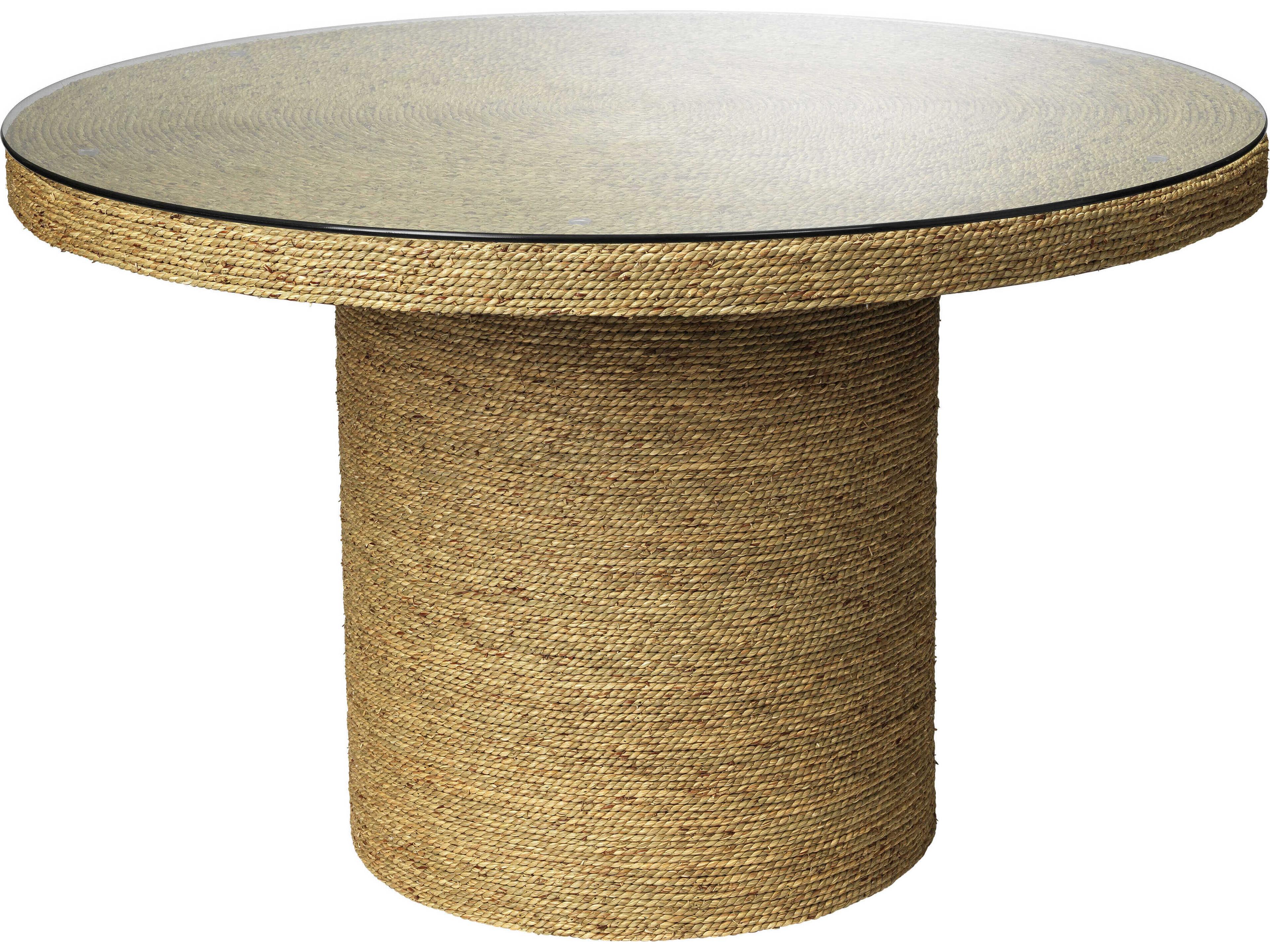 Harbor Round Glass Natural Dining Table
