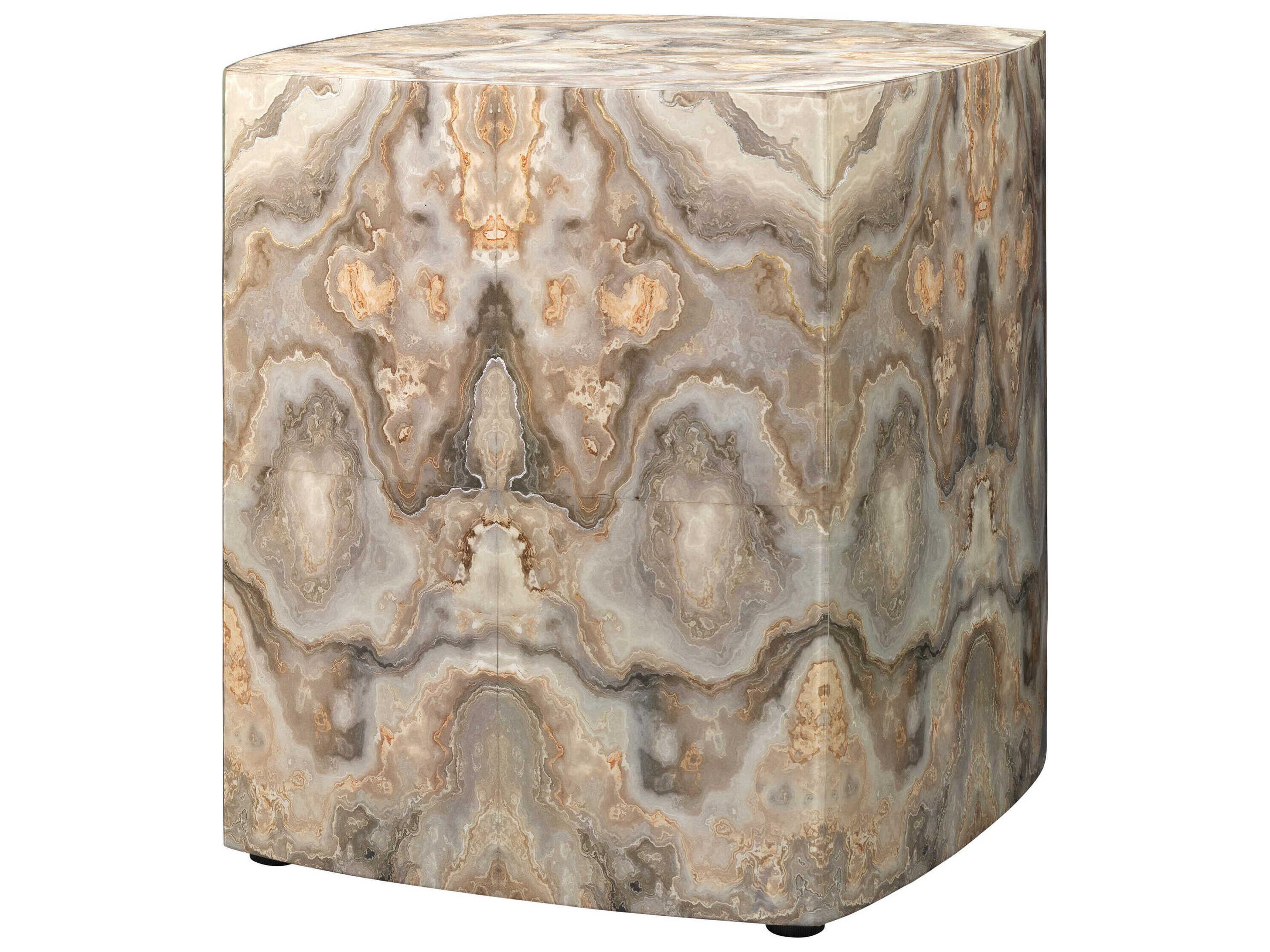 Jamie Young Square Wood Grey Cream Lacquer End Table