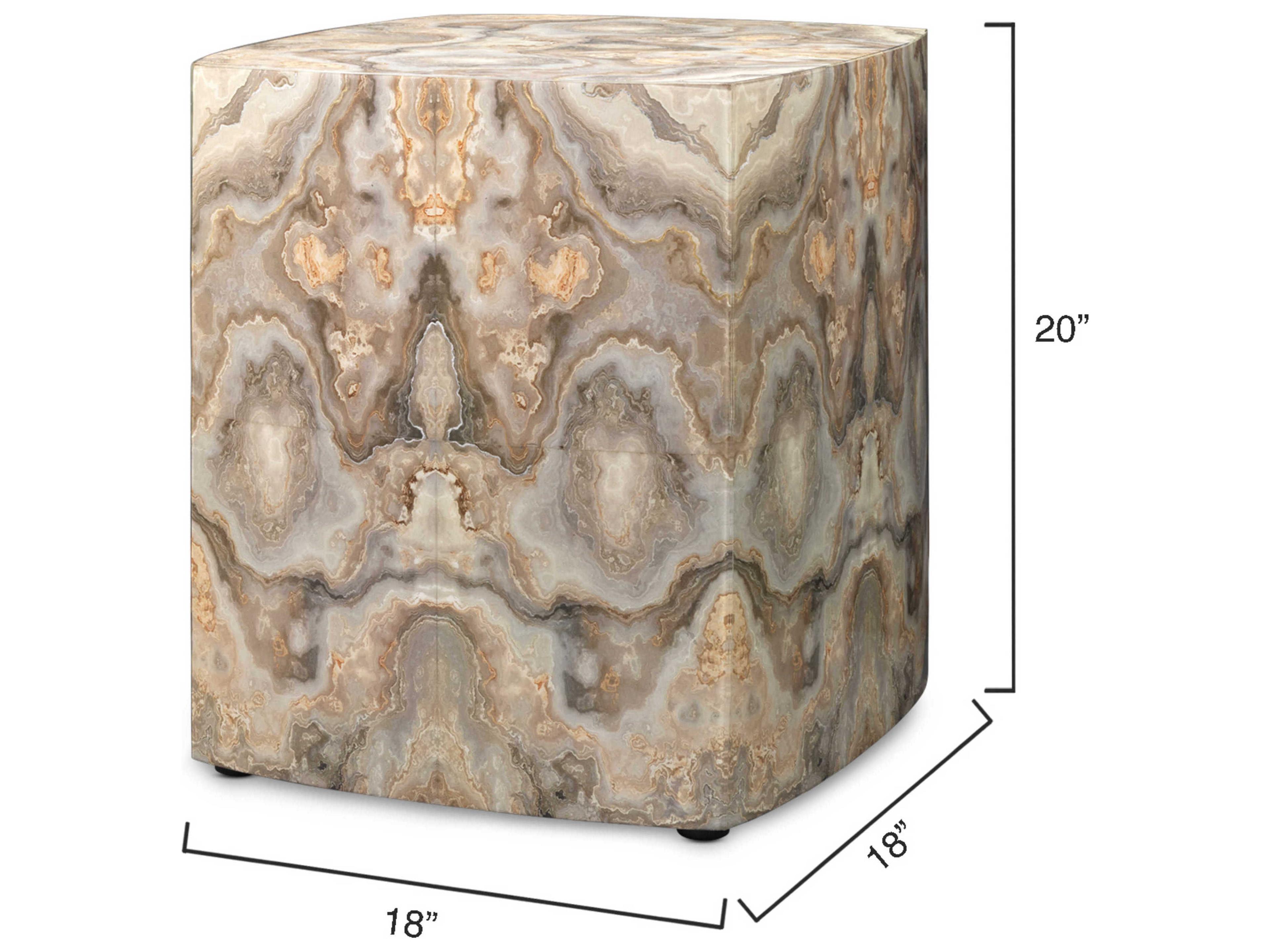 Jamie Young Square Wood Grey Cream Lacquer End Table