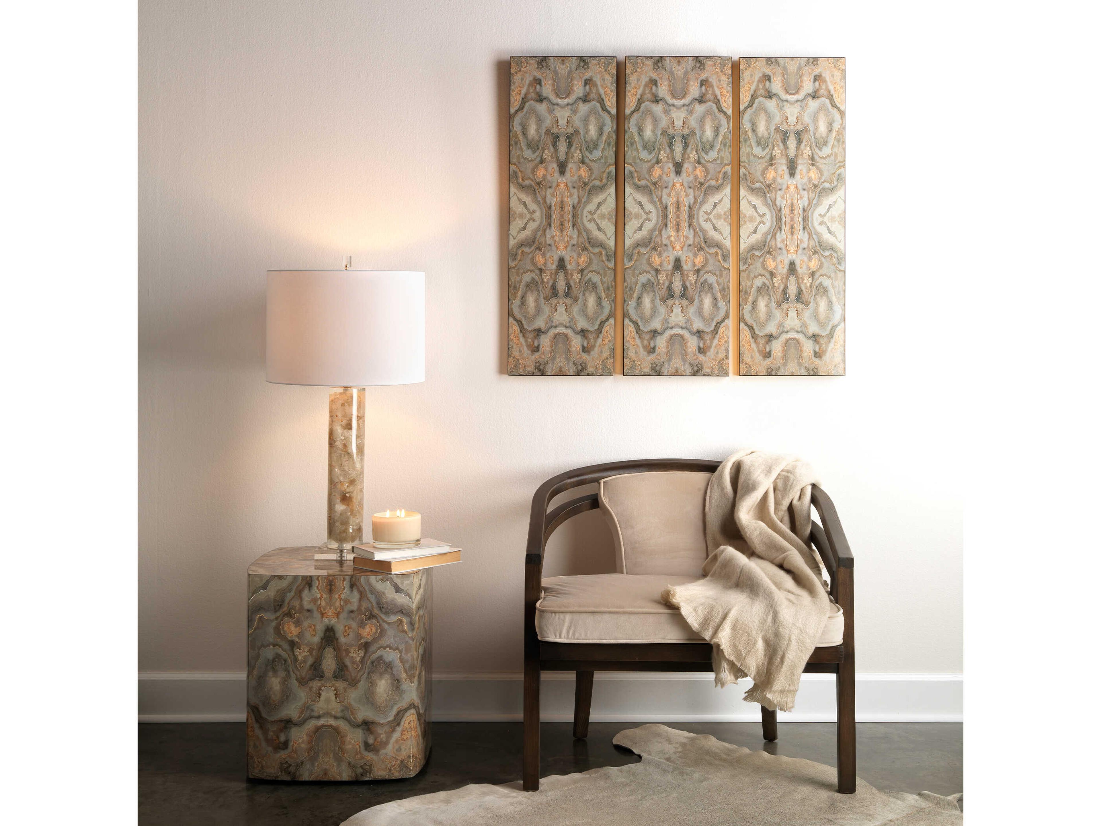 Jamie Young Square Wood Grey Cream Lacquer End Table