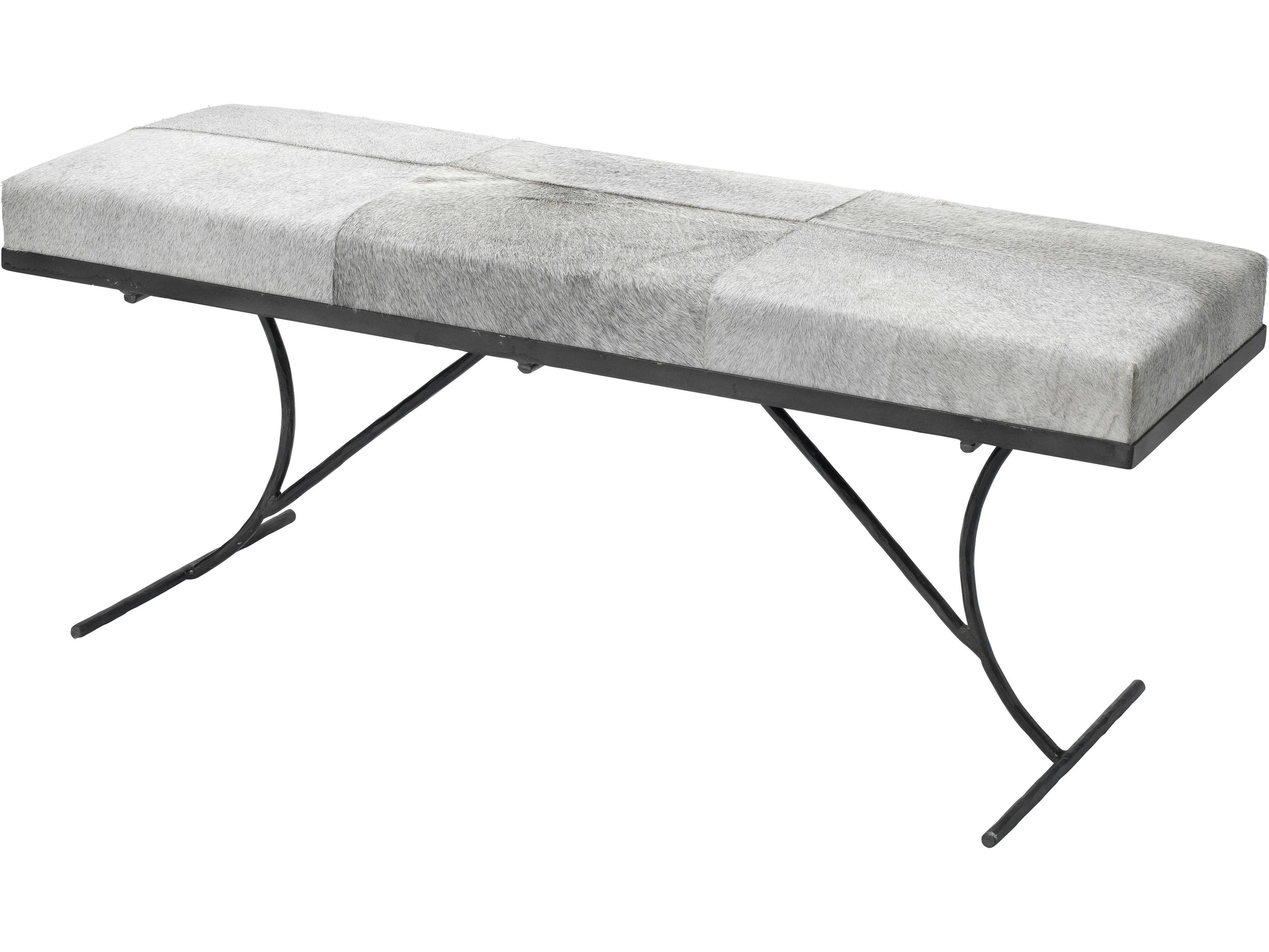 Kai Grey Black Leather Accent Bench