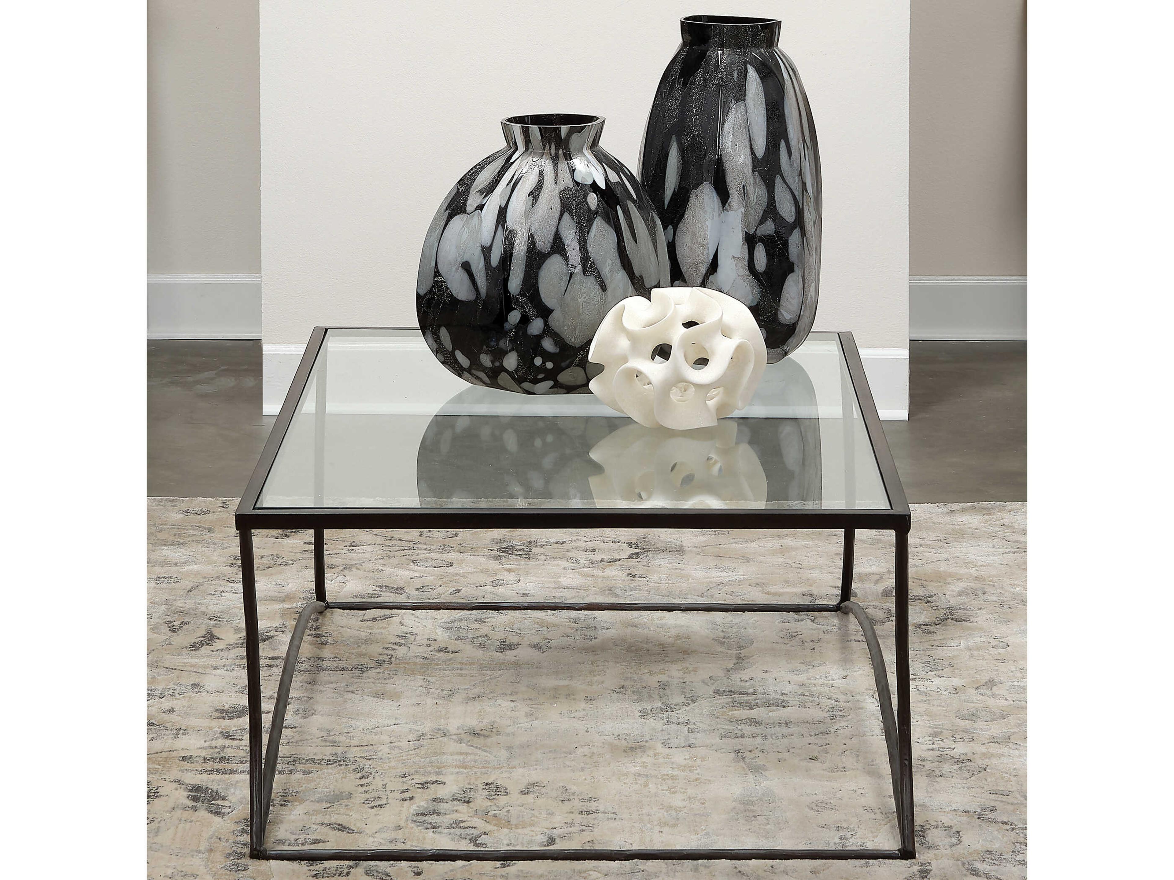 Jamie Young Kai Rectangular Glass Black Coffee Table