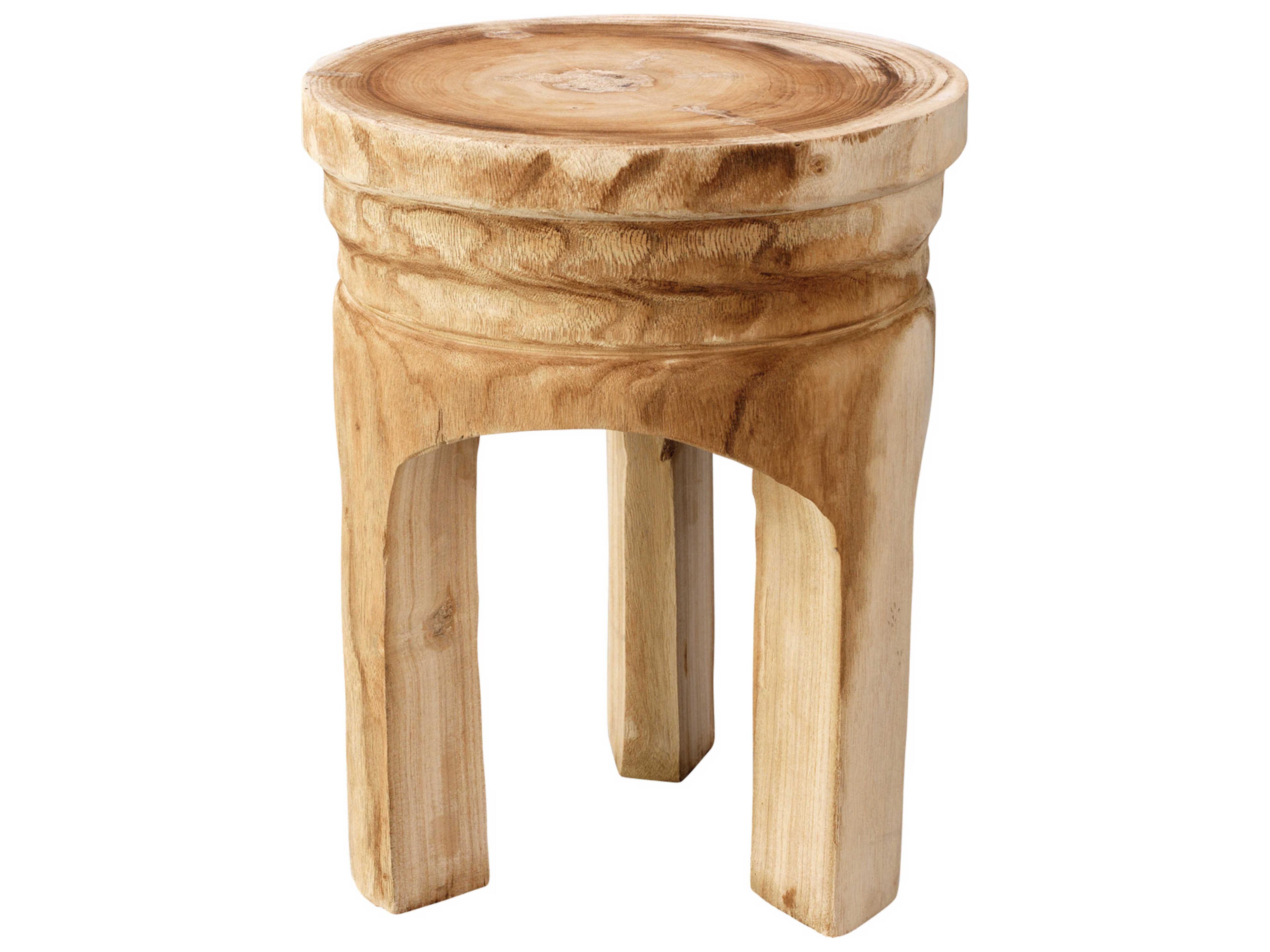 Jamie Young Mesa Round Natural Wood End Table
