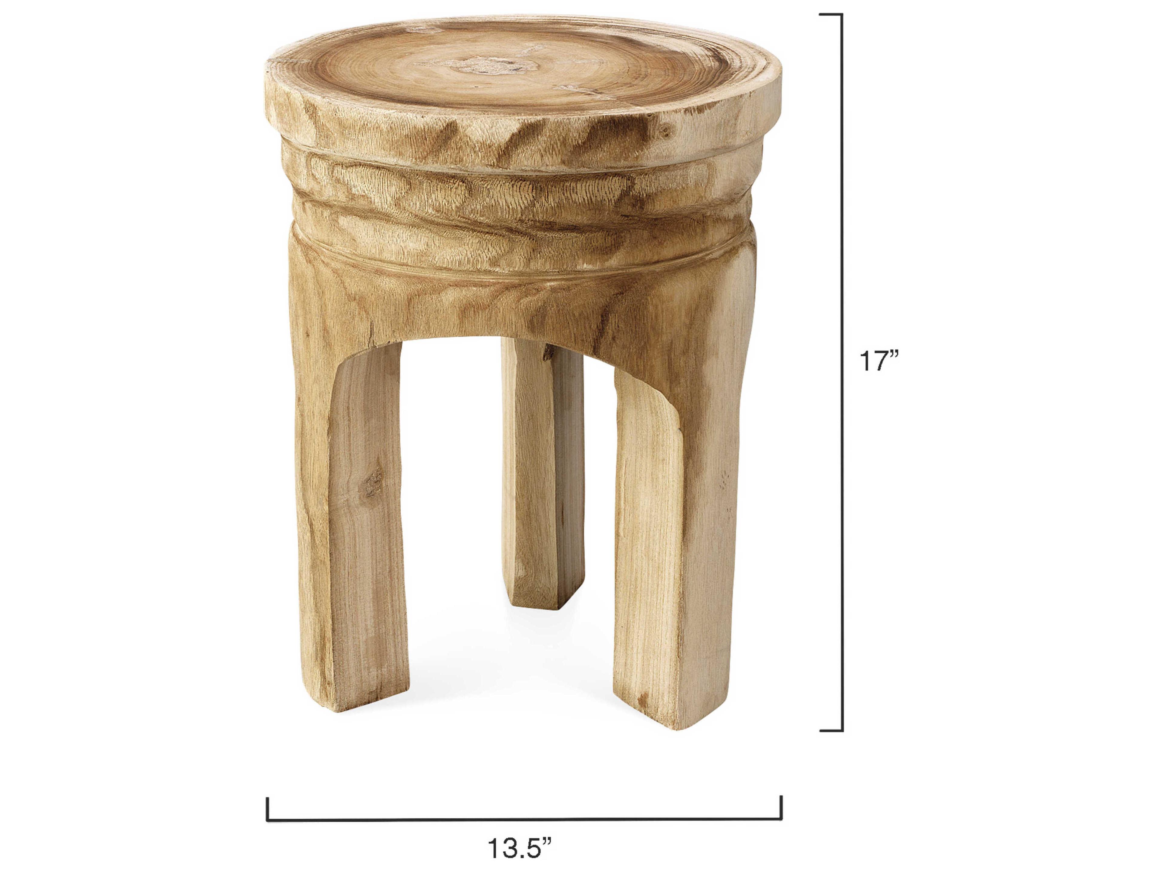 Jamie Young Mesa Round Natural Wood End Table