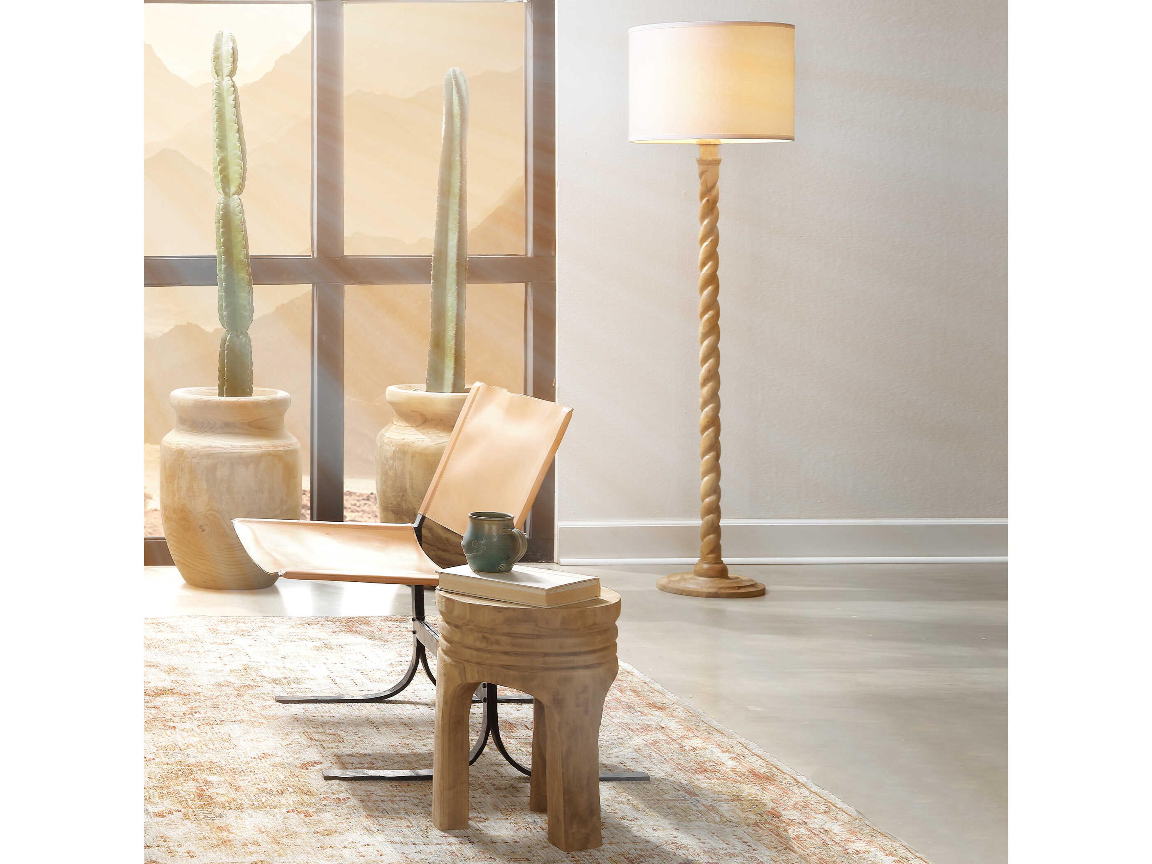 Jamie Young Mesa Round Natural Wood End Table