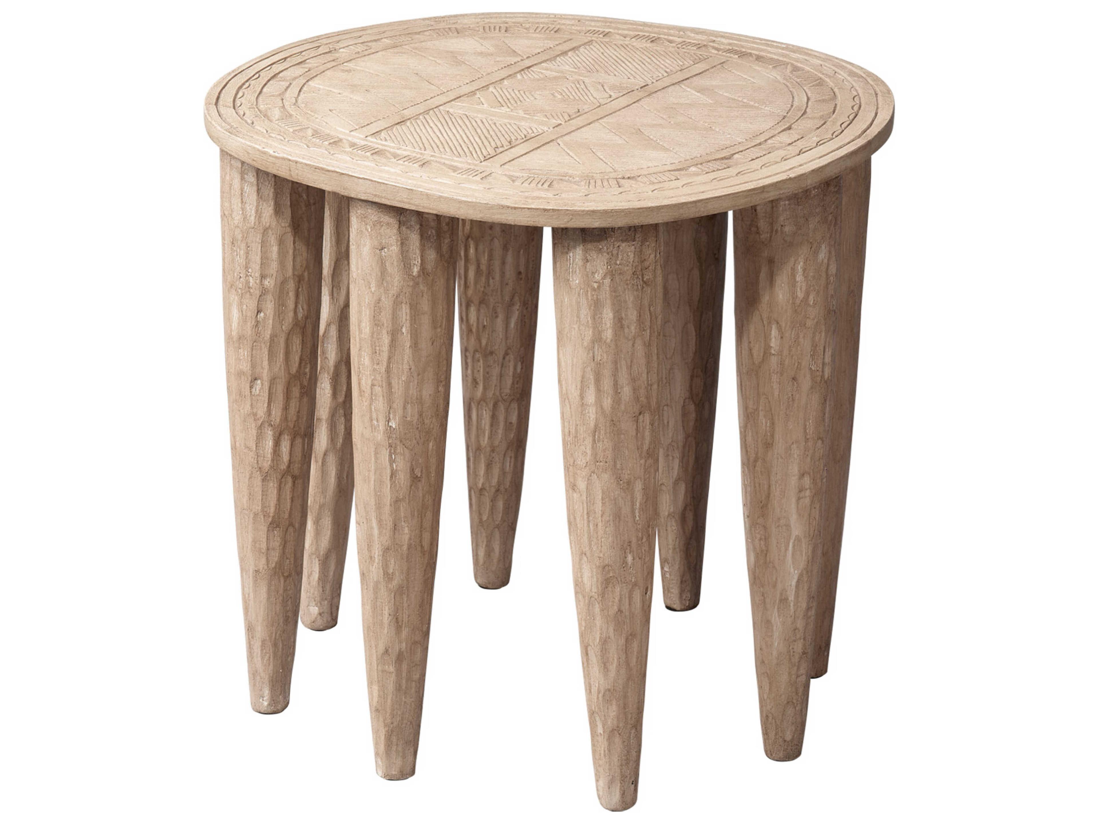 Naga Bleached Beige Accent Stool