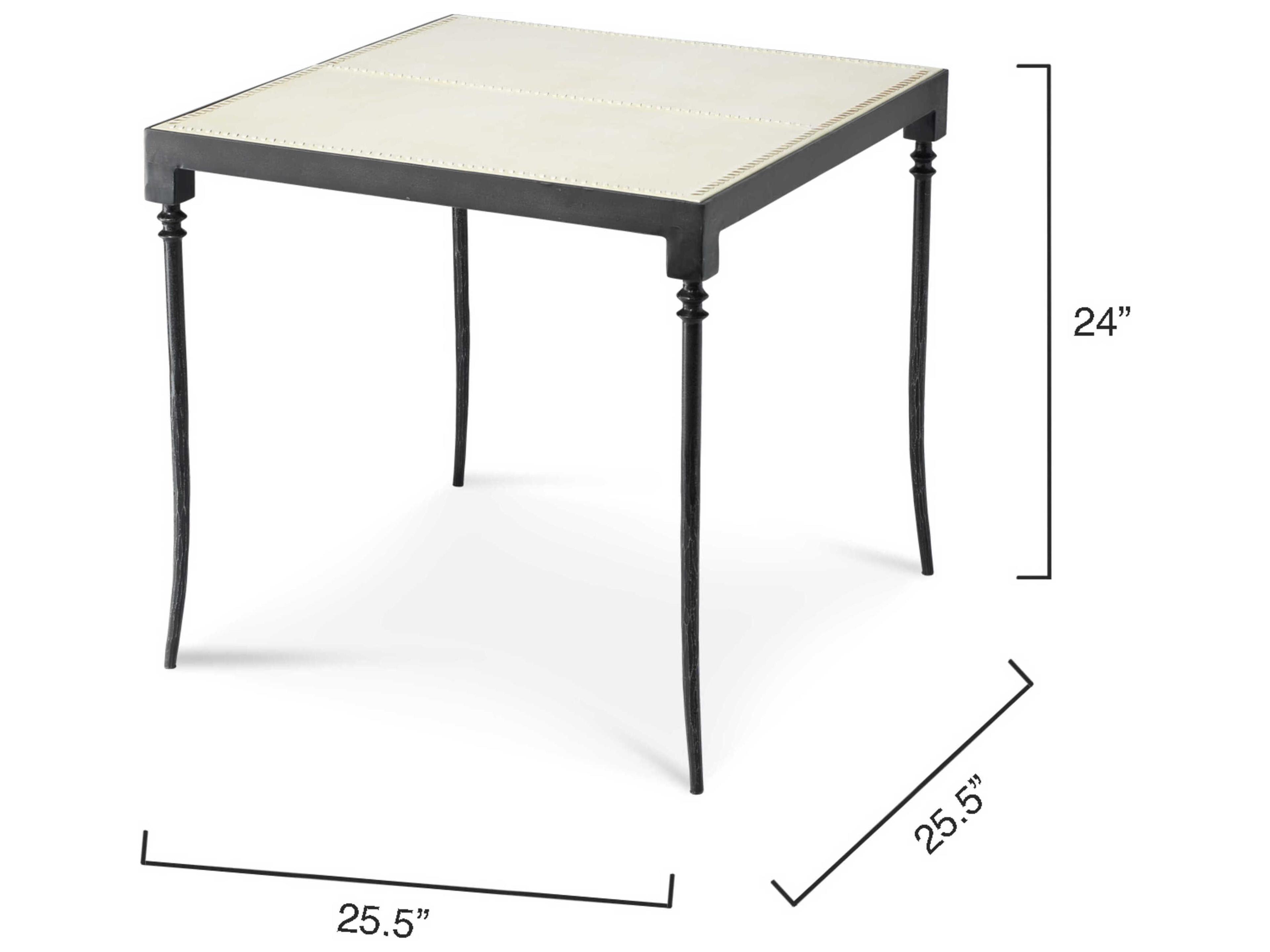 Jamie Young Square Off White Leather Black End Table