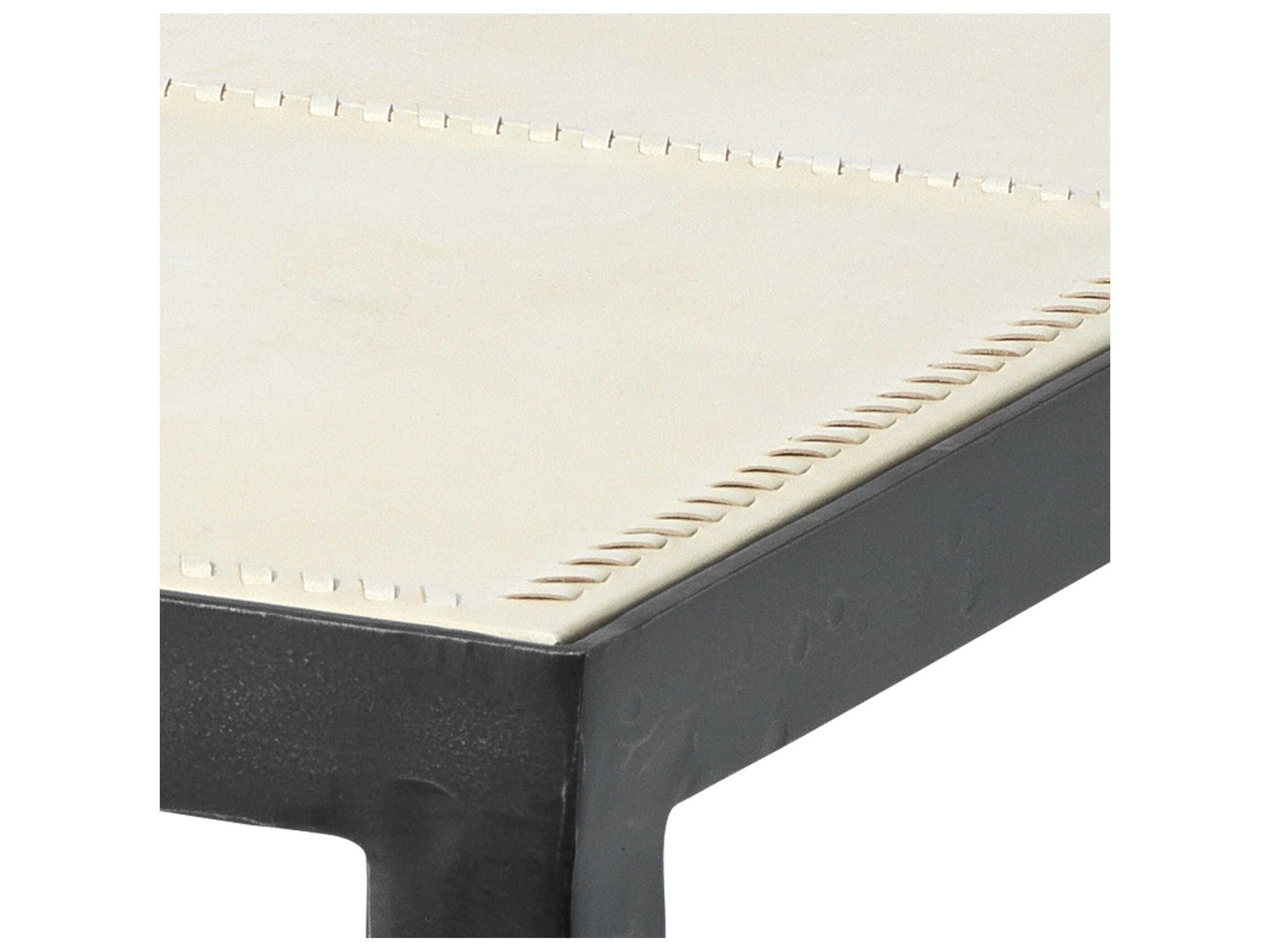 Jamie Young Square Off White Leather Black End Table