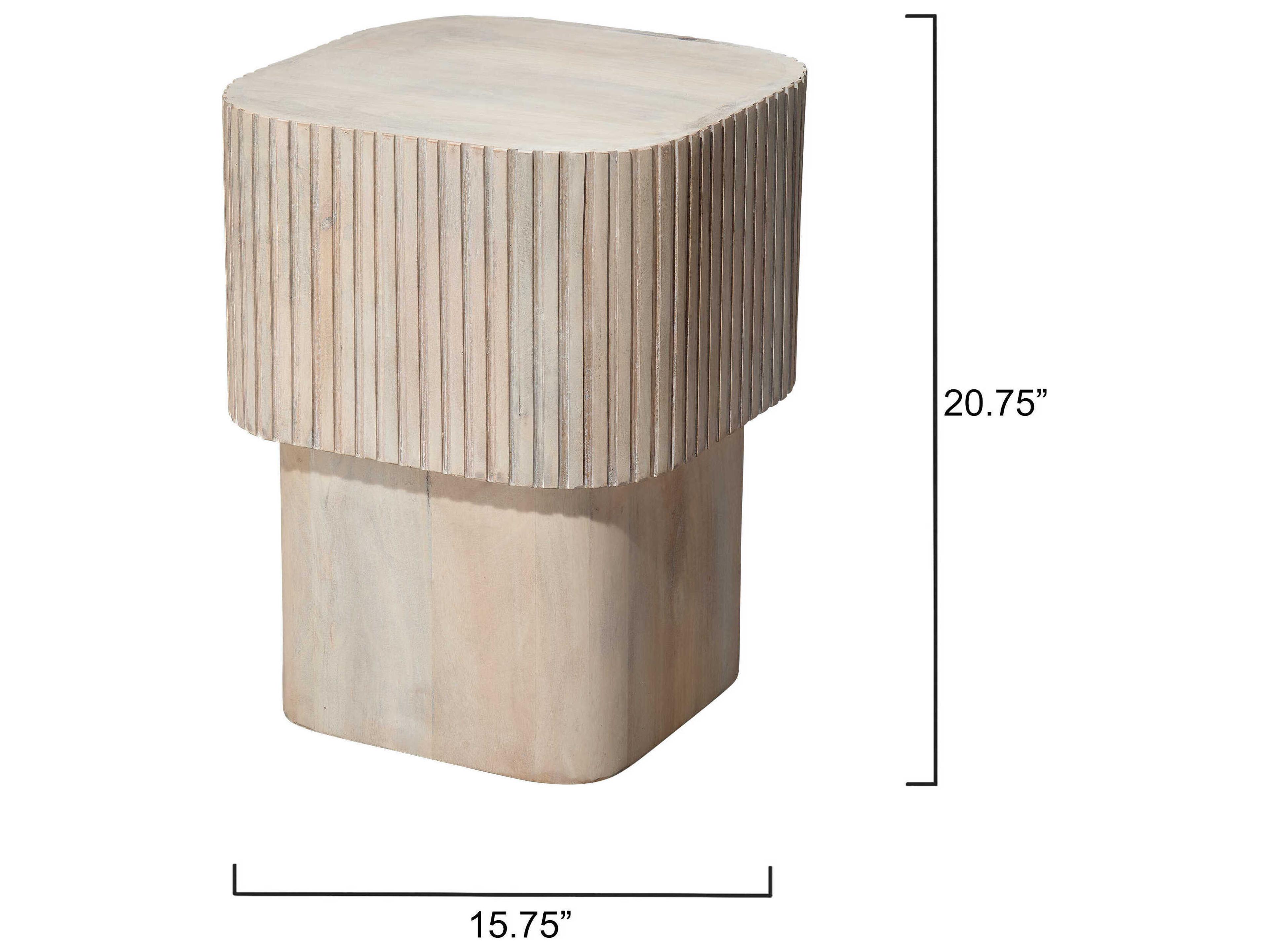 Jamie Young Notch Square Wood White Bleach Side Table