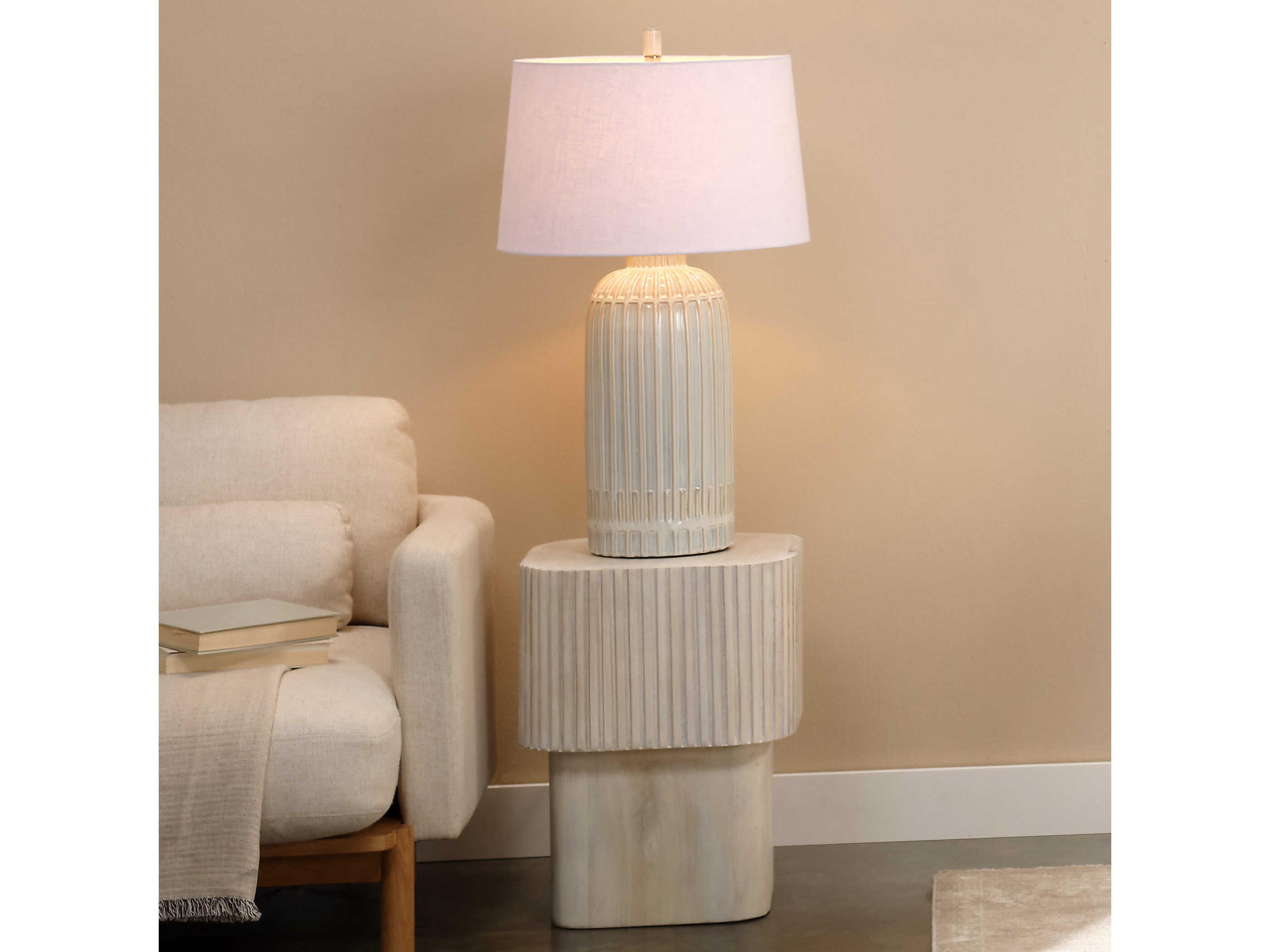 Jamie Young Notch Square Wood White Bleach Side Table