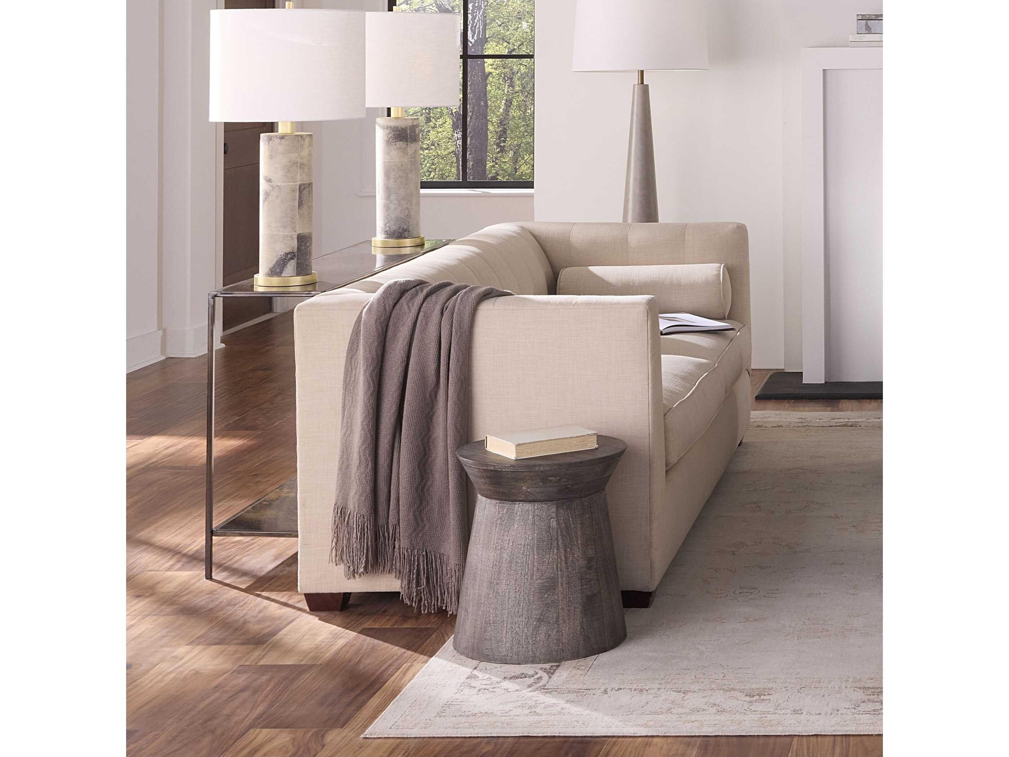 Jamie Young Porcini Round Wood Grey End Table