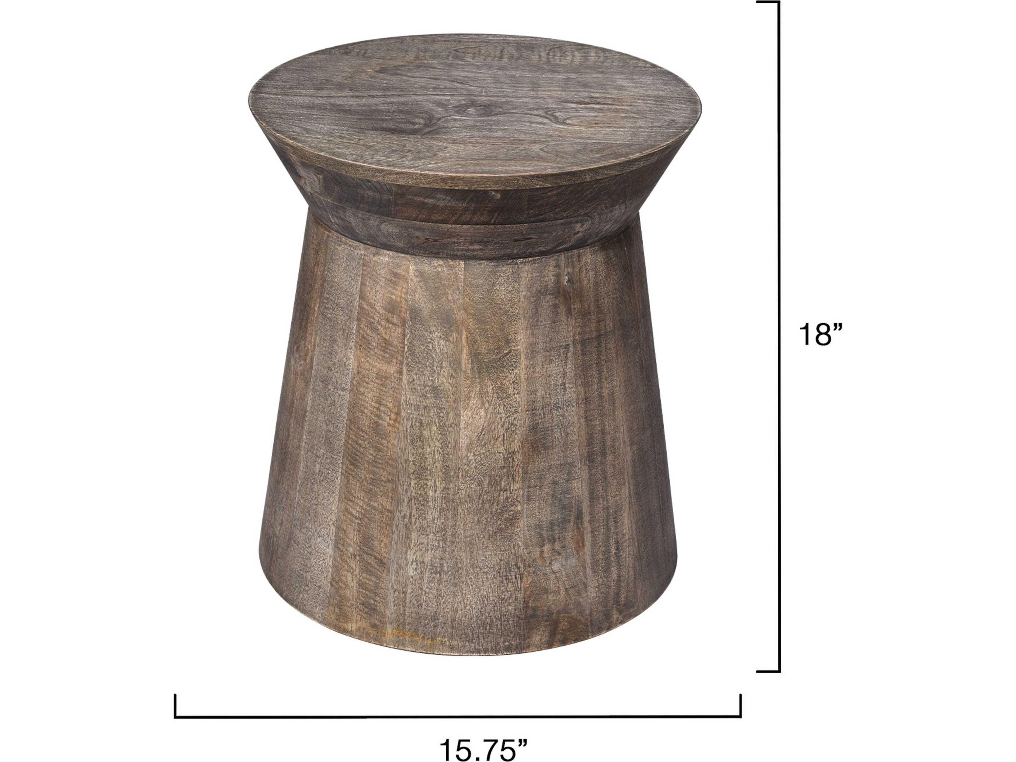 Jamie Young Porcini Round Wood Grey End Table